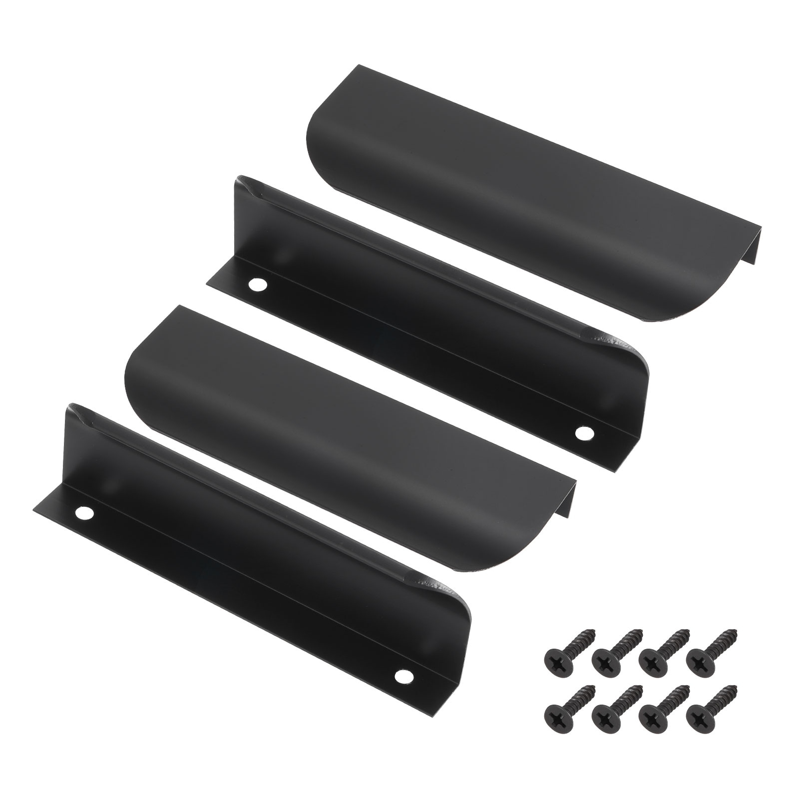 PATIKIL 4 Pcs Finger Pulls for Cabinets 5 Inch Aluminum Alloy Edge Cabinet Pulls Finger Handle Flat Hidden Back Mount for Dresser Wardrobe Drawers Door Hardware Black