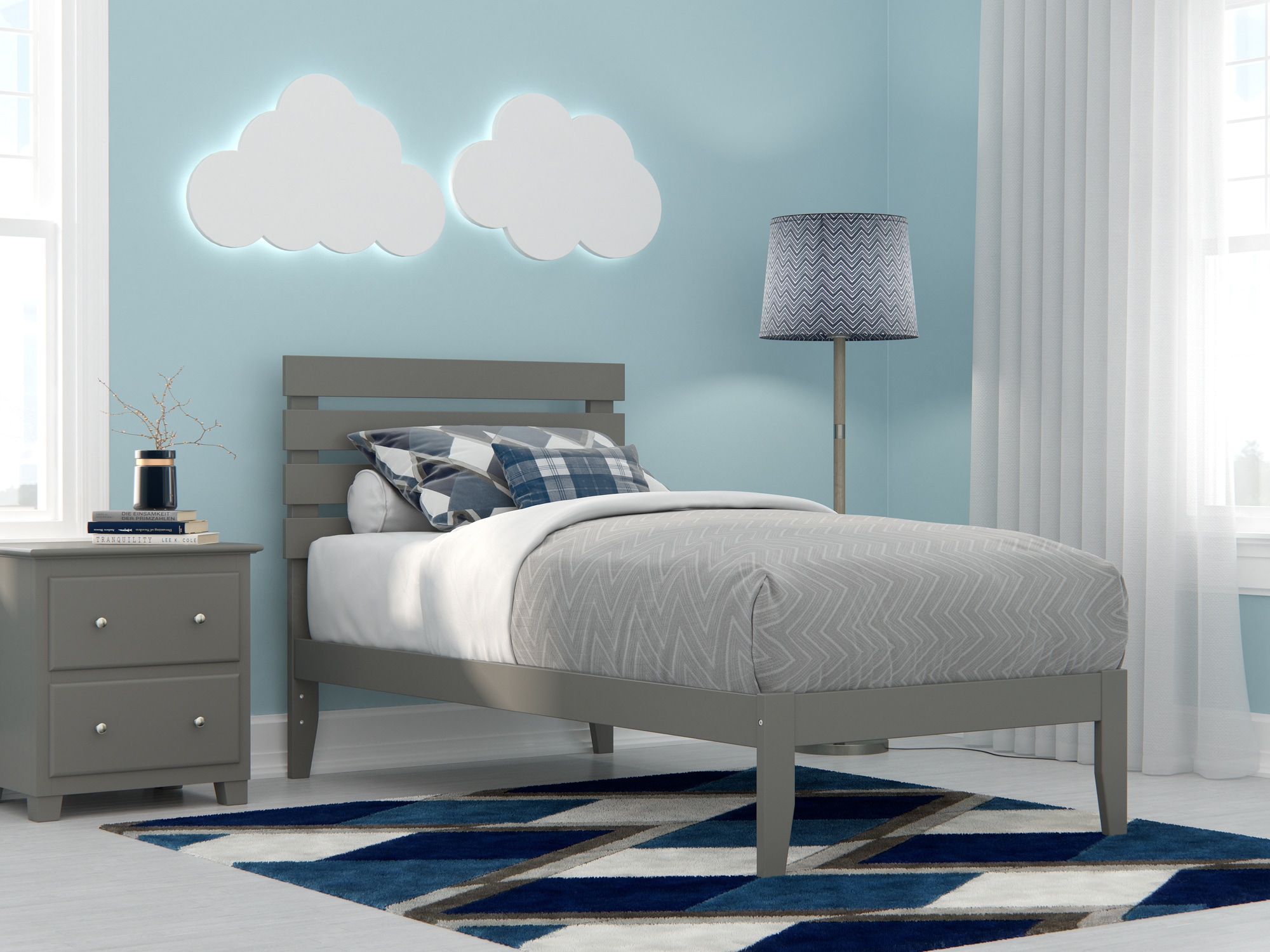 AFI Furnishings AG8310029 Oxford Grey Twin Wood Platform Bed