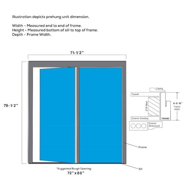 MMI DOOR TRUfit Patio 72-in x 80-in Dual-pane Grilles Between The