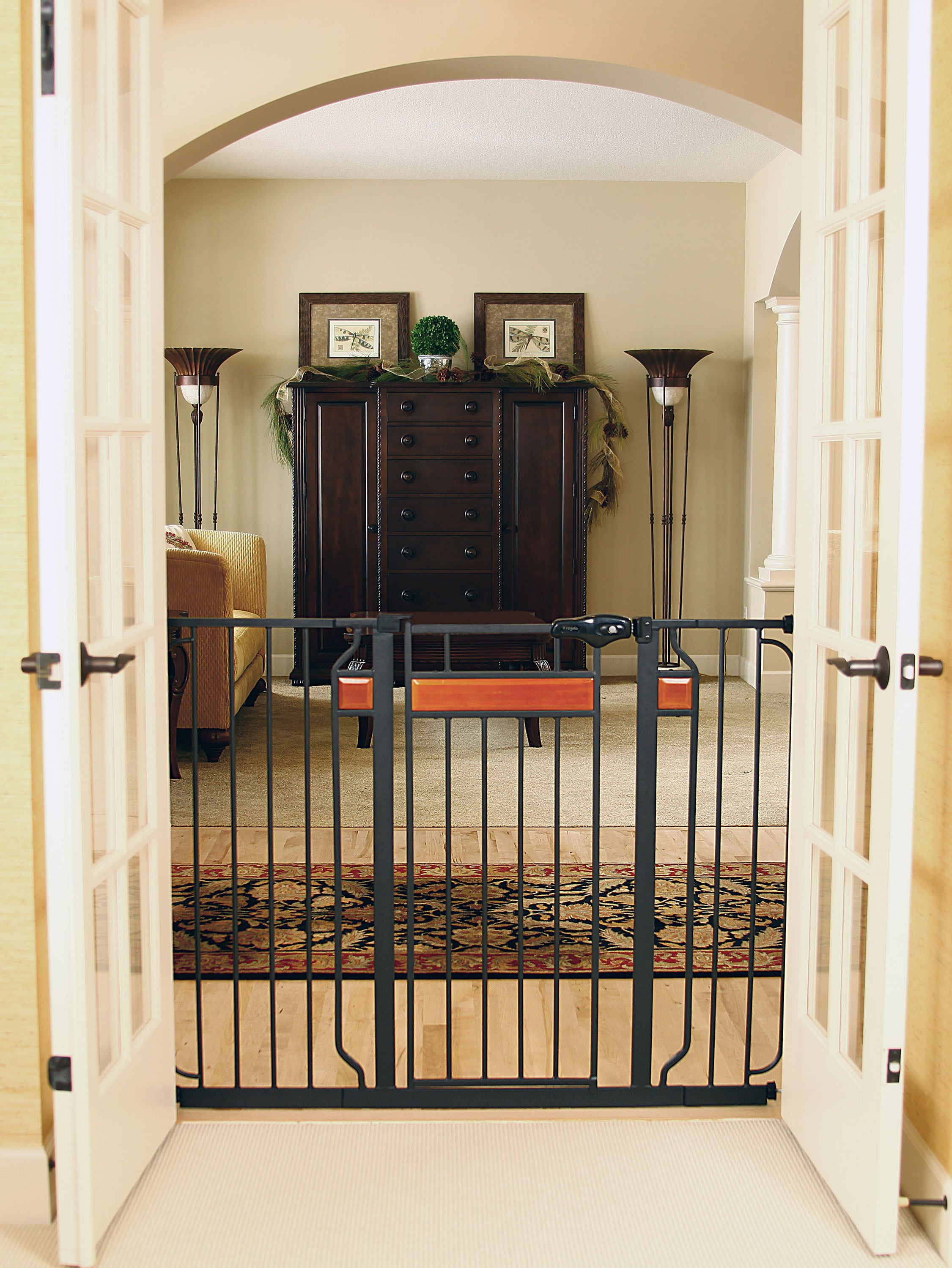 Regalo Gate 42-in x 37-in Pressure Mounted Black Metal Safety Gate in the  Child Safety Gates department at