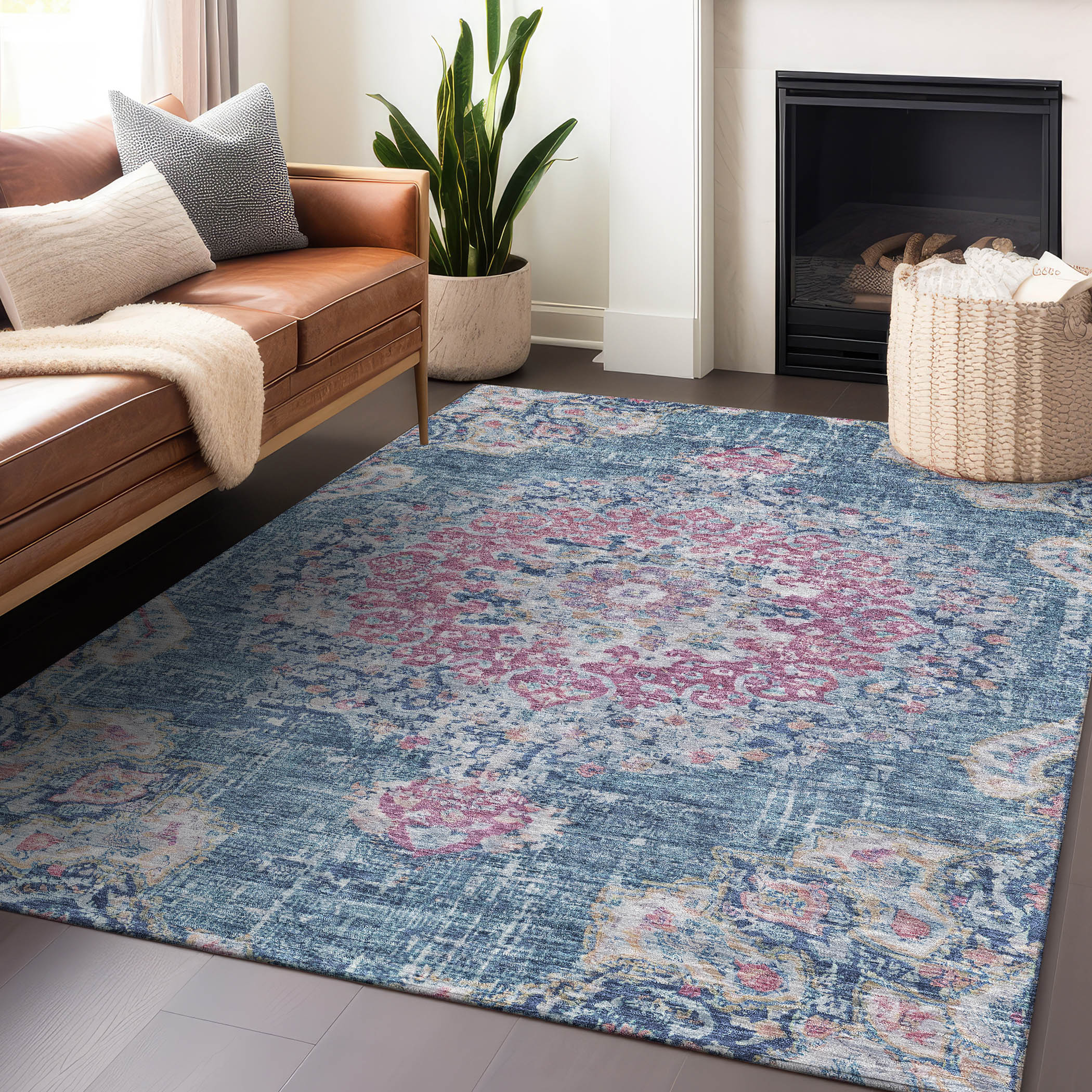 Addison Rugs ACN1236BU9X12 Chantille ACN1236BU 9 x 12 (ft) Polyester Blue Rectangular Indoor/Outdoor Geometric Machine washable Area rug