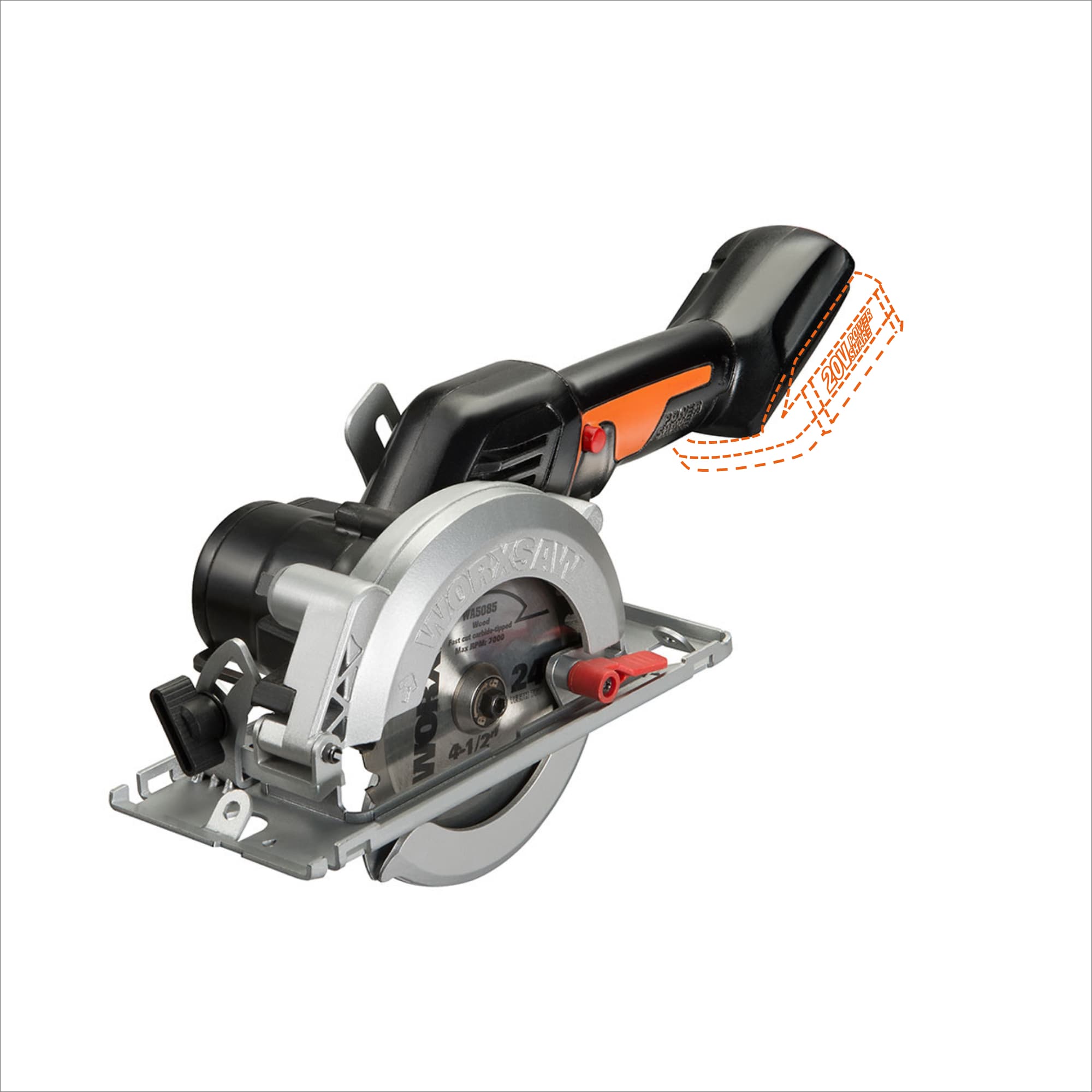 WORX Nitro 20-volt Max 4-1/2-in Cordless Compact Circular Saw (Bare Tool)  in the Circular Saws department at