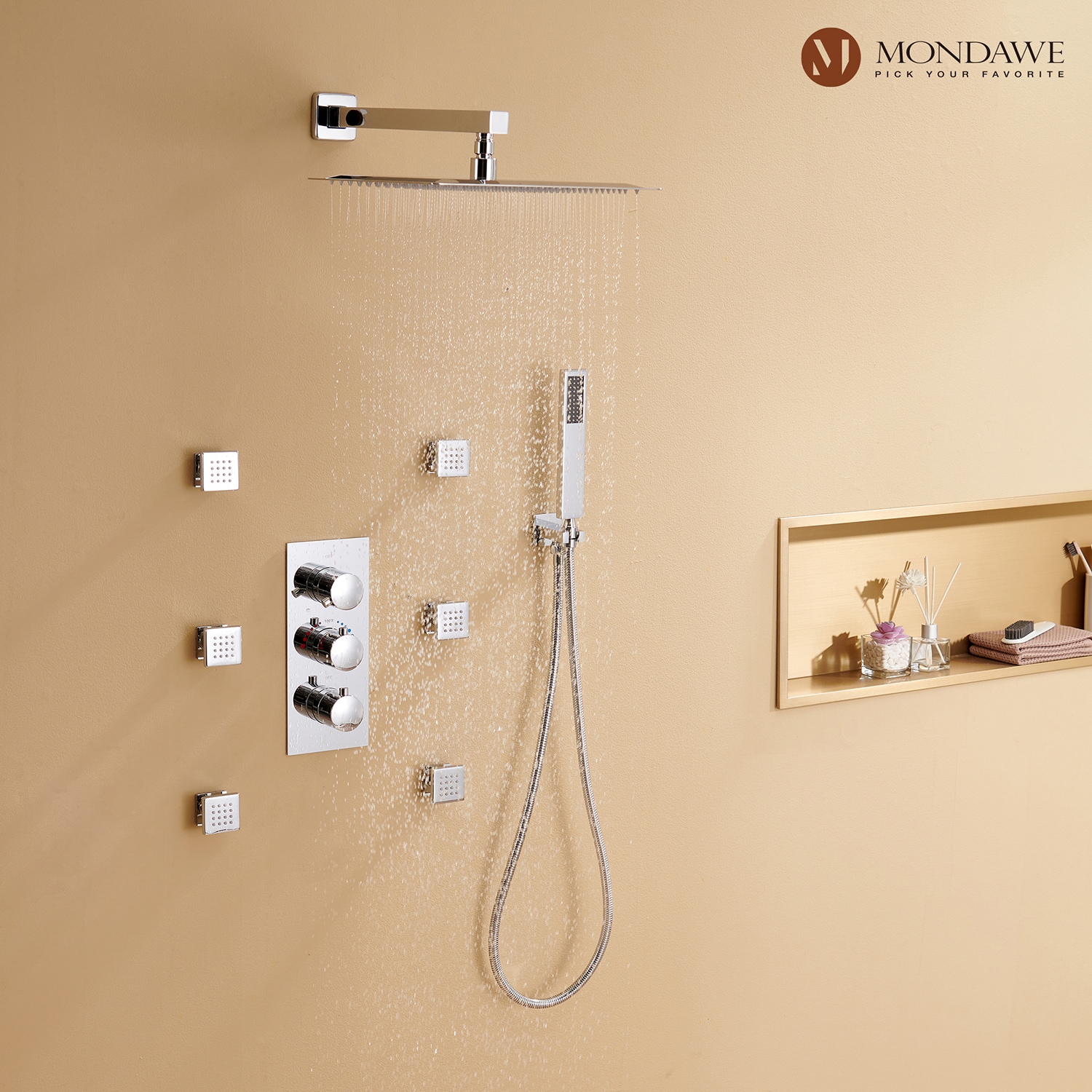 Mondawe WF6001-12CH Showerhead-Bar-Panels - View #3