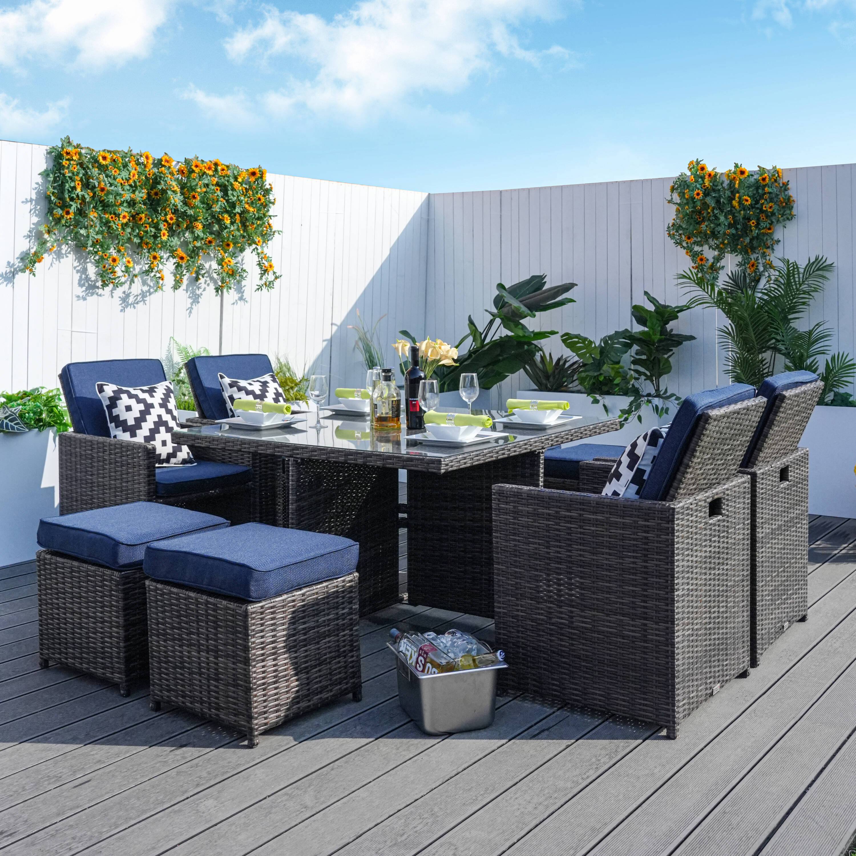 Direct Wicker DWD-3233BR-BLUE Patio-Dining-Sets - View #5