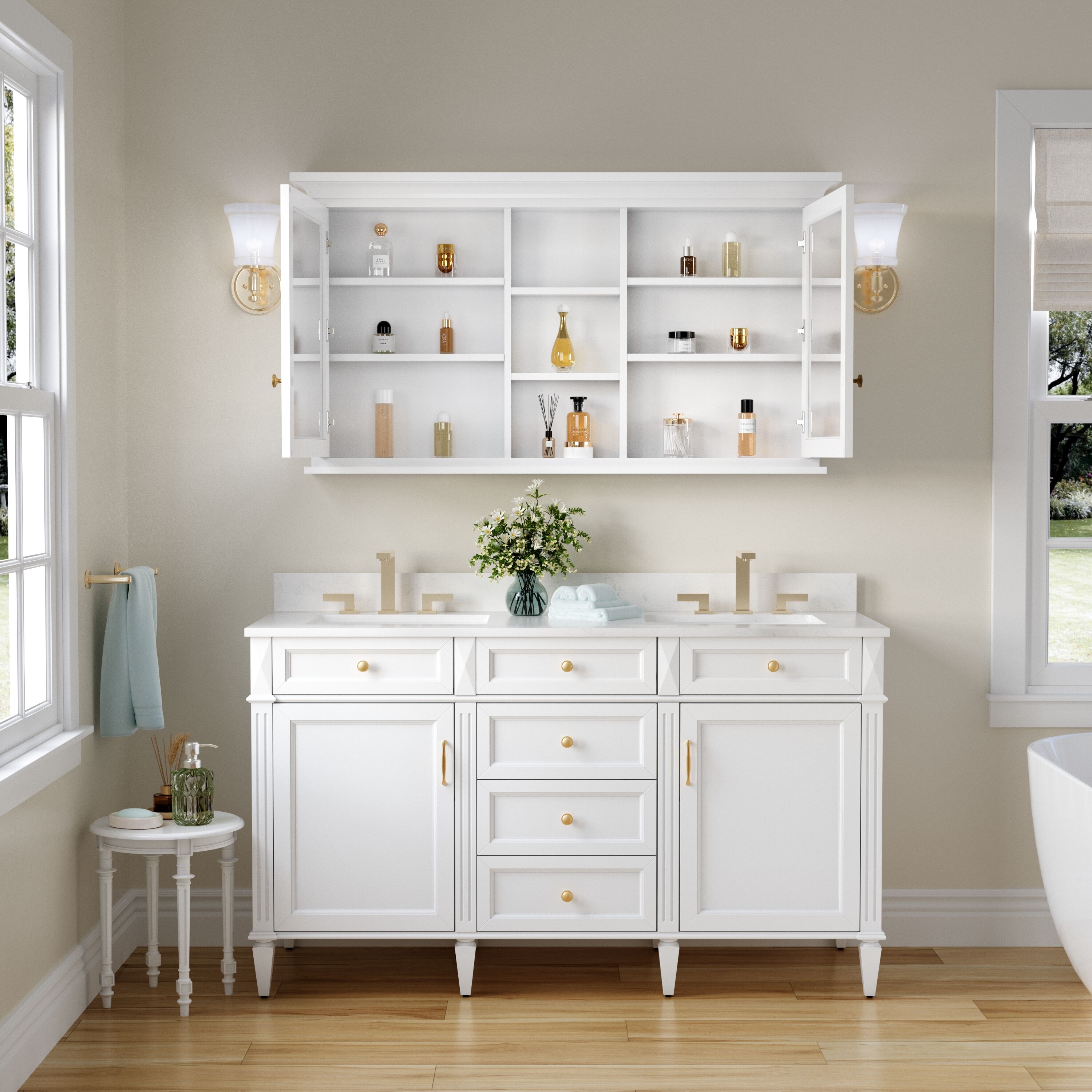 WELLFOR UCS-5530MC-WT Bathroom-Wall-Cabinets - View #4