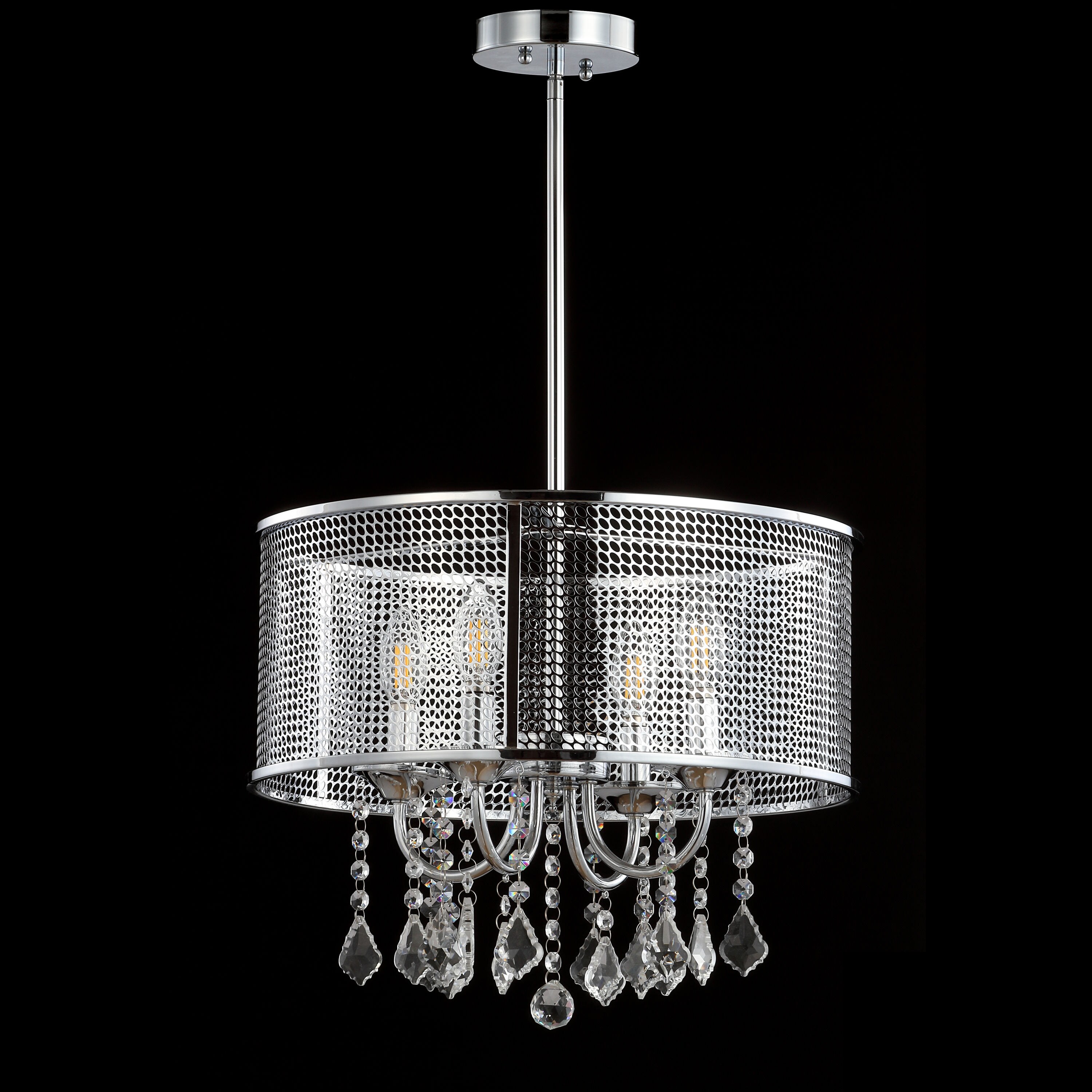 Avah 17" Chrome Polished Crystal LED Adjustable Chandelier