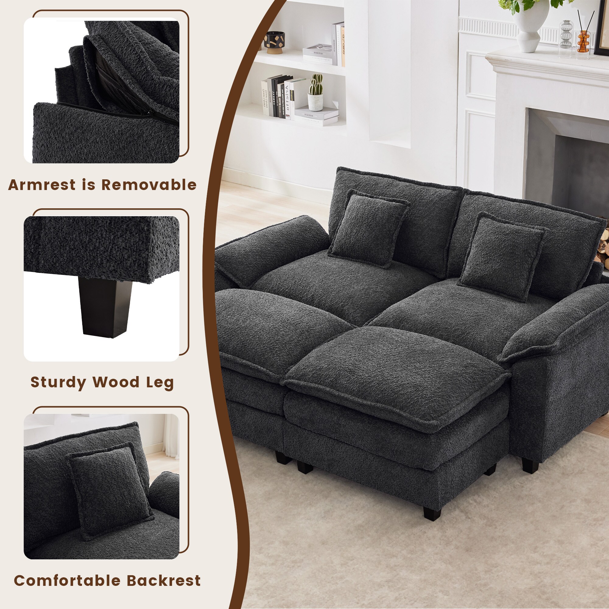VOUA SAF-XNE3R1G-DG Sofas-Loveseats - View #4