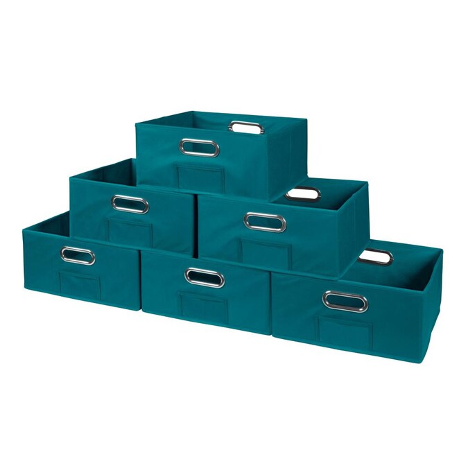 Niche Cubo 12 In W X 6 H D Teal Fabric Collapsible Stackable Bin The Storage Bins Baskets Department At Com D Teal Fabric Collapsible Stackable Bin, Teal Storage Baskets