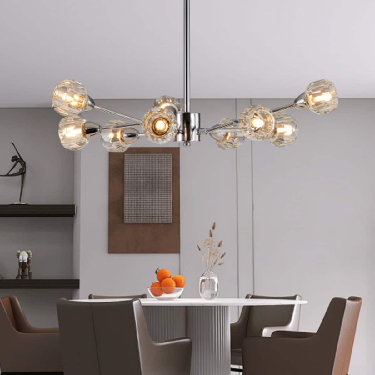 FAVSH 28inch Chrome Crystal 9 Light Modern Chandelier