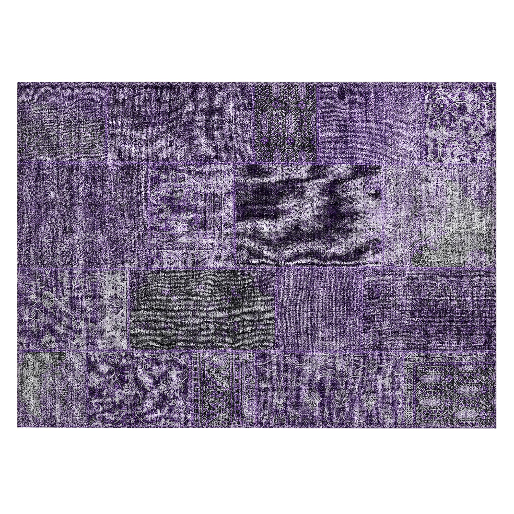 Eggplant Synthetic Rectangular Washable Indoor/Outdoor Rug