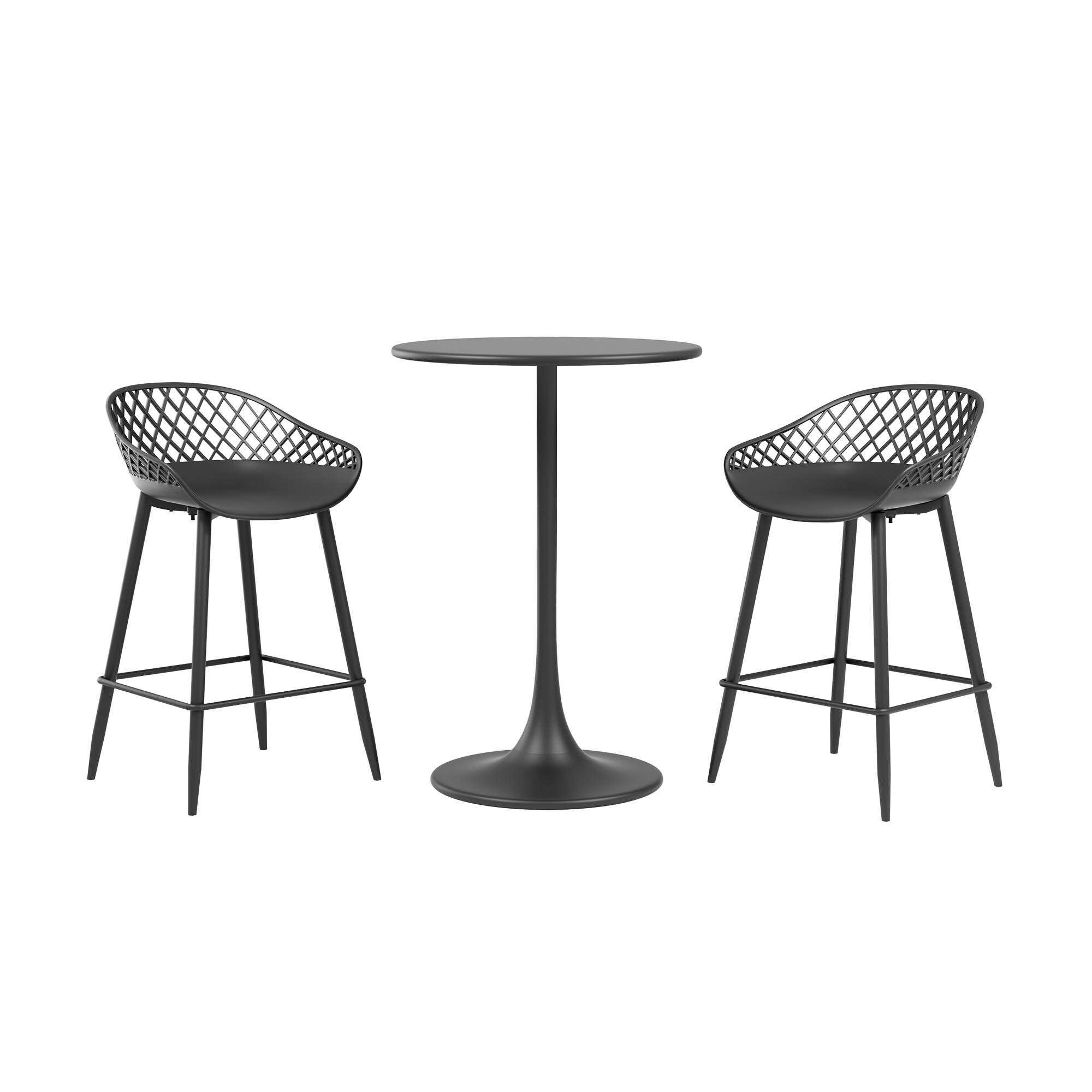 Jamesdar JSET222-BKBK Kurv Black Transitional Dining Room Set with Round Table ( Seats 2 )