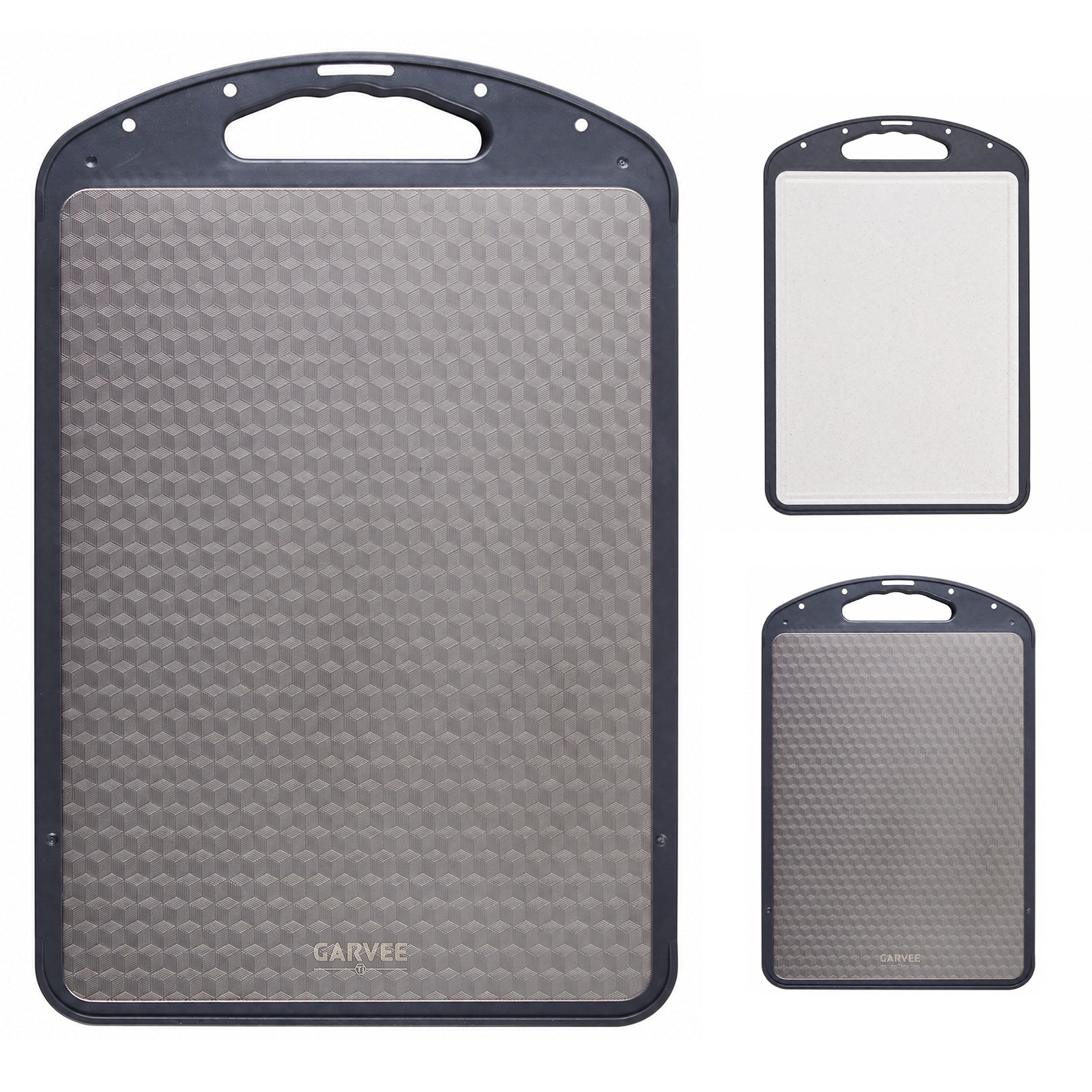 Aoile Titanium Cutting Board for Kitchen Double-Sided Food Grade Non Toxic Chopping Boards with Non-Slip Design and Handle Dishwasher Safe Metal Cutting Boards for Home Outdoor
