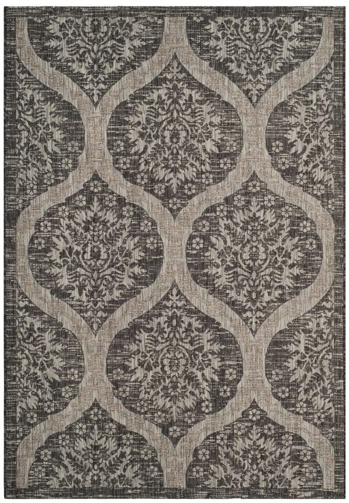 Safavieh CY8511-37621-6 Courtyard Bowman 7 x 10 (ft) Loomed Polypropylene Black/Gray Rectangular Indoor/Outdoor Floral/Botanical Coastal Area rug