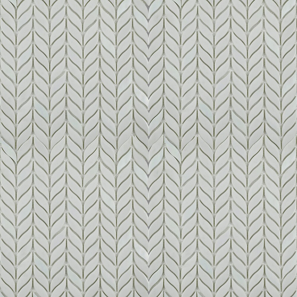 Elida Ceramica LW071002 White Waves 12-in x 12-in Glossy Glass Wave Mosaic Floor and Wall Tile (10.901-sq. ft/ Carton)