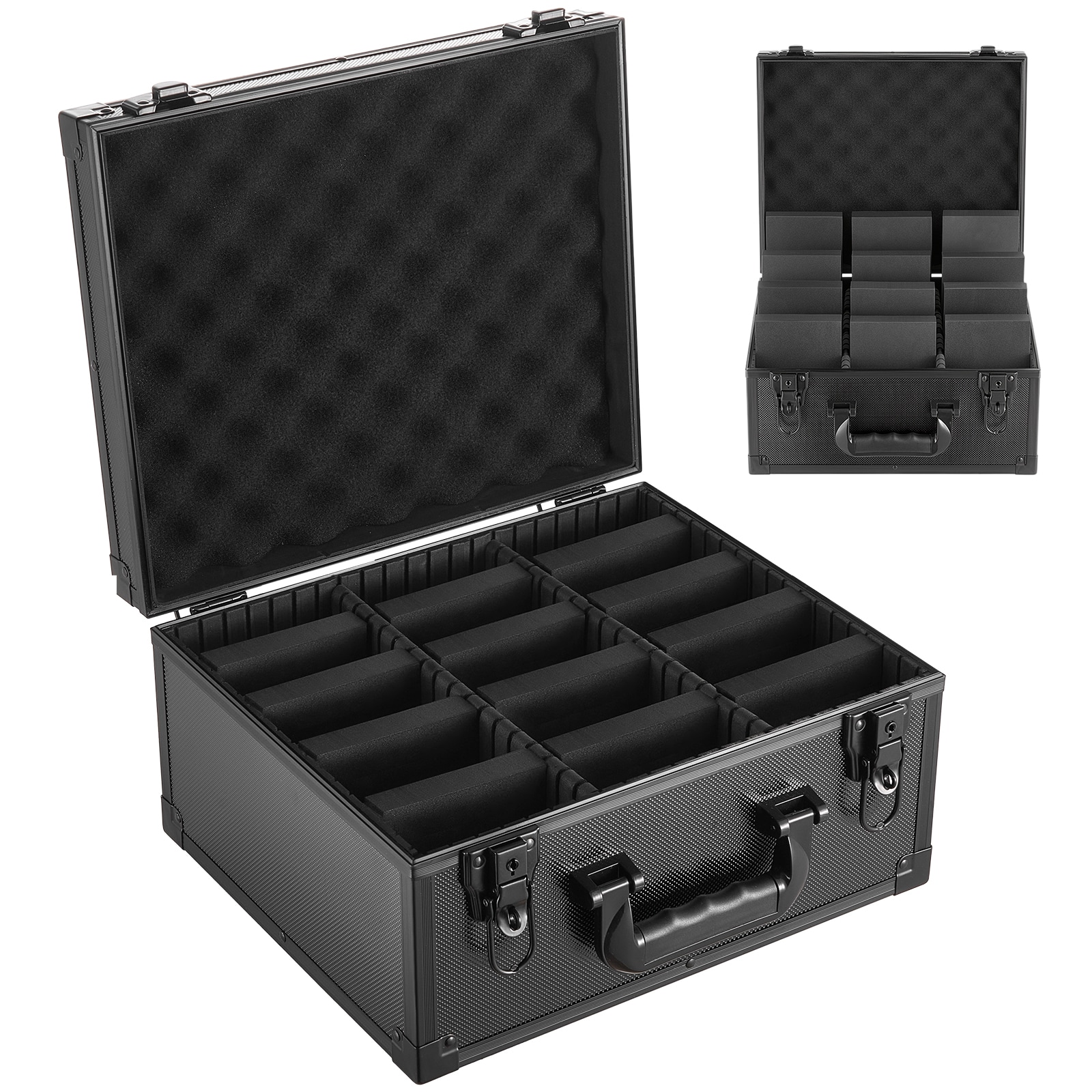 VEVOR Graded Card Case 3 Row 180 PSA Slab Storage Box with Mechanical Lock Baseball Sports Trading Cards Holder Collector with 12 Dividers Holds 120 SGC 100 BGS 520 Top Loaders and 999+ Loose Cards