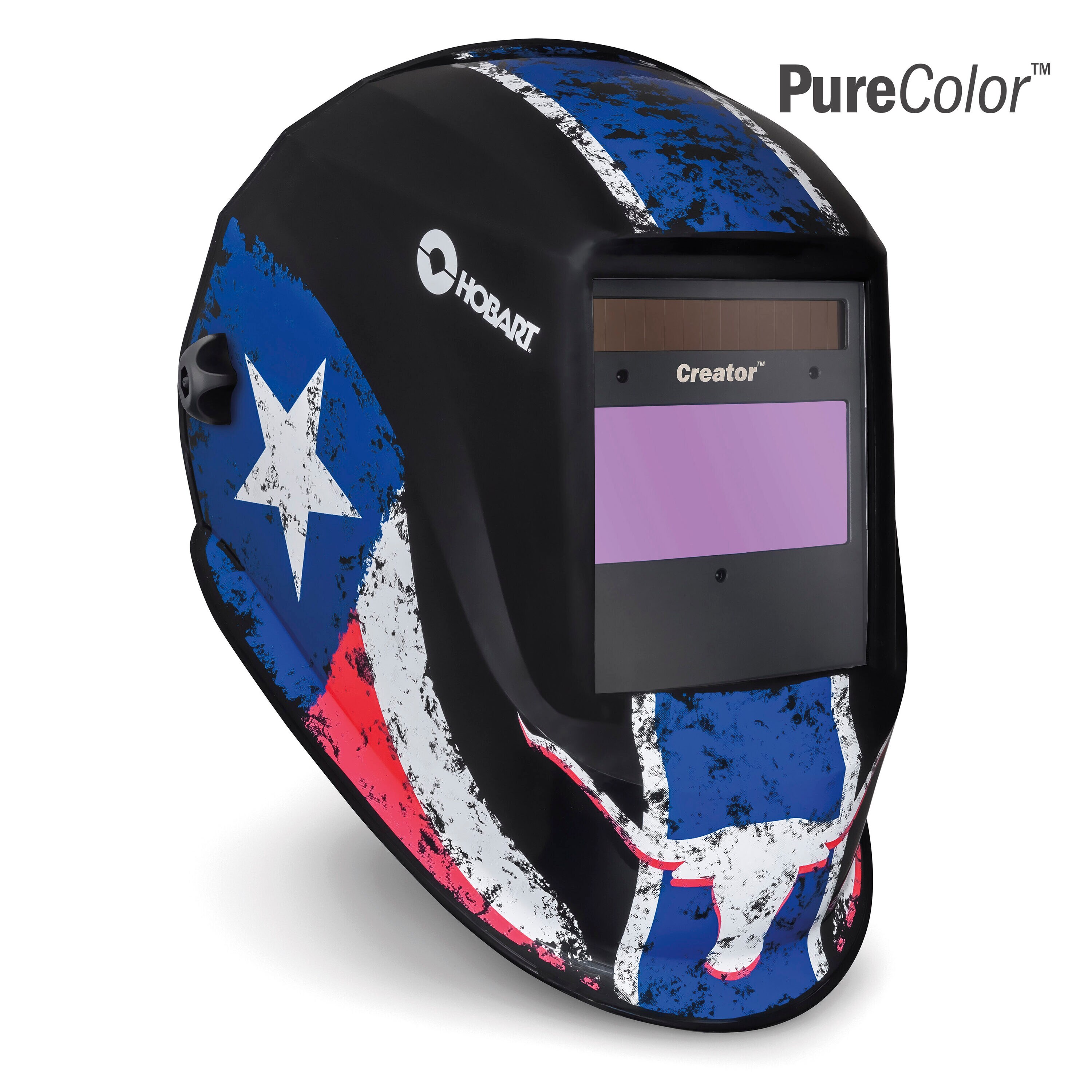 Hobart 771017 Auto Darkening Variable Shade Black/Red/Blue Texas Glossy Welding Helmet