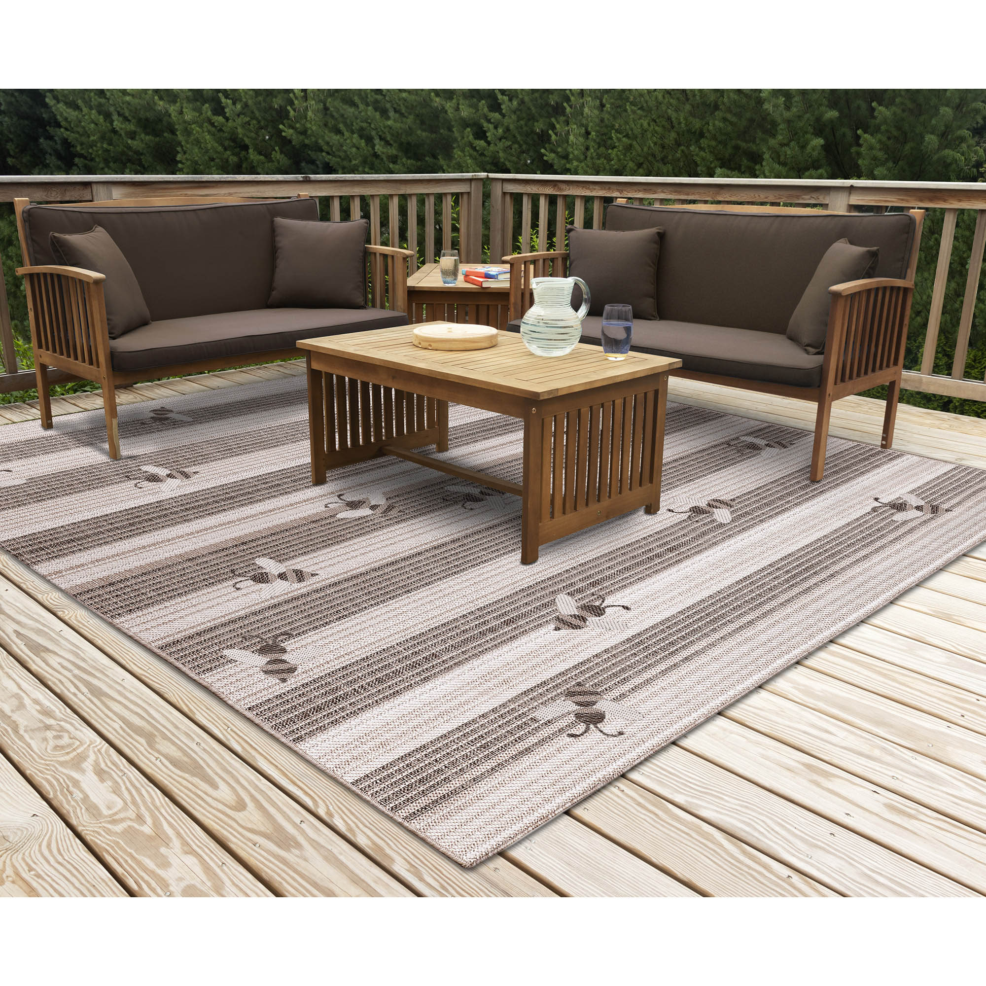 Liora Manne MAUR8822247 Malibu 2 x 8 (ft) Loomed Polypropylene Charcoal Rectangular Indoor/Outdoor Abstract Coastal Runner rug