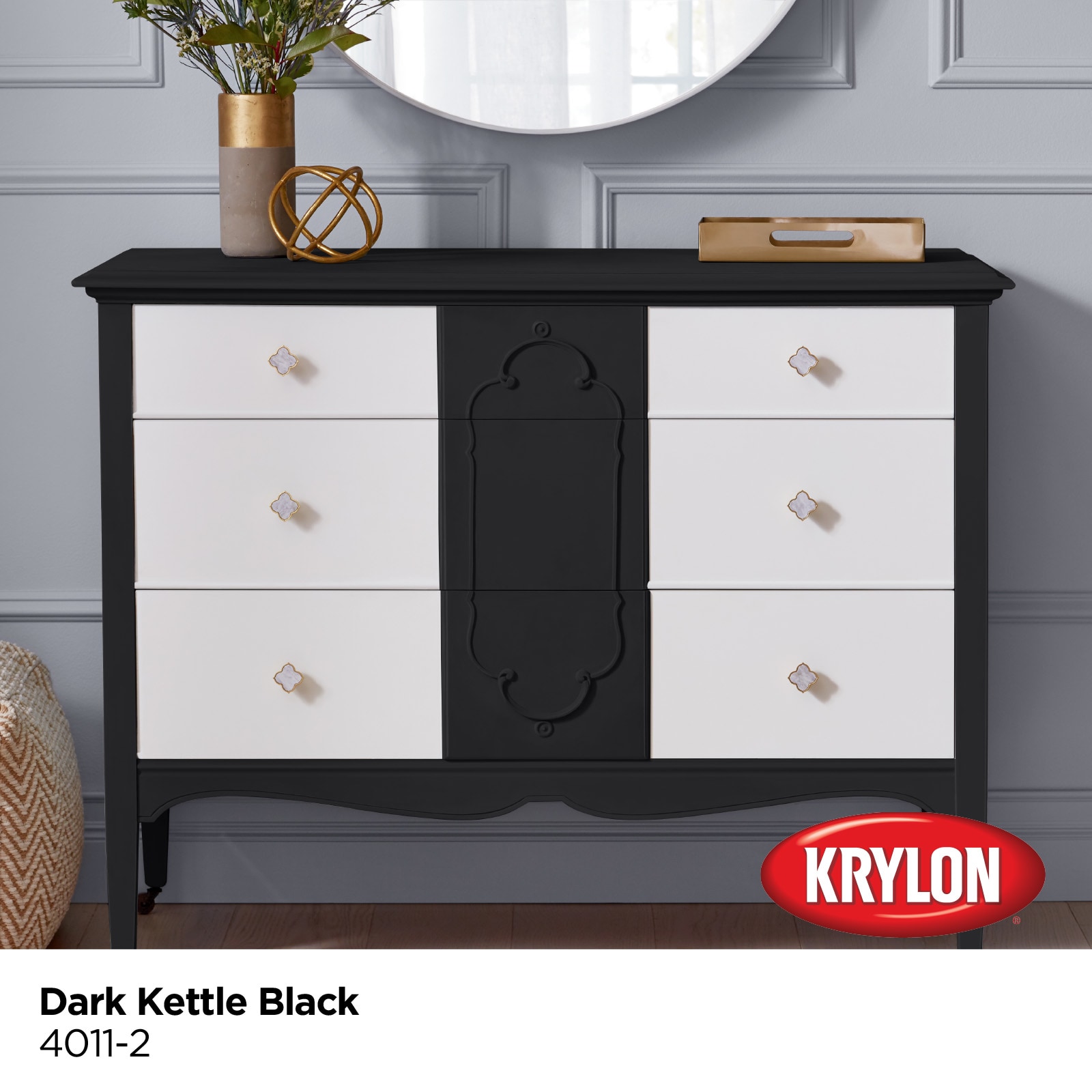 Krylon Dark Kettle Black 4011-2 Water-based Chalky Paint (1-Quart