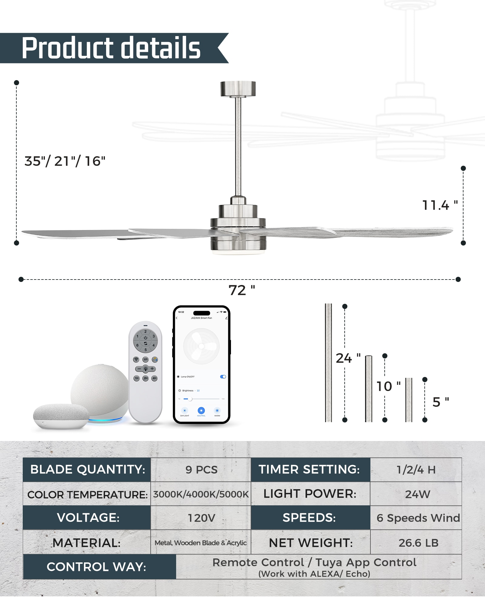 LTMATE LSLT-CF03-BN Ceiling-Fans - View #2