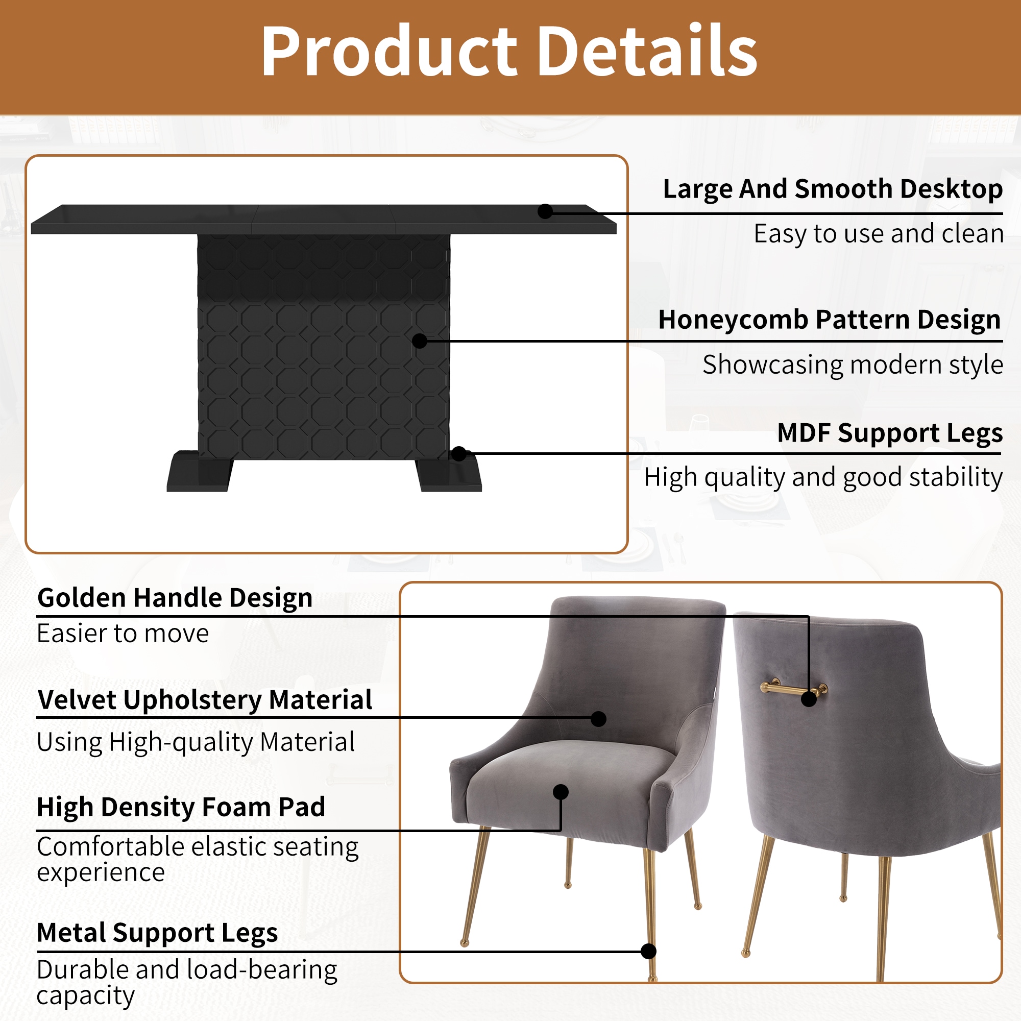 Clihome CL-ST1-BK700GY Dining-Sets - View #10
