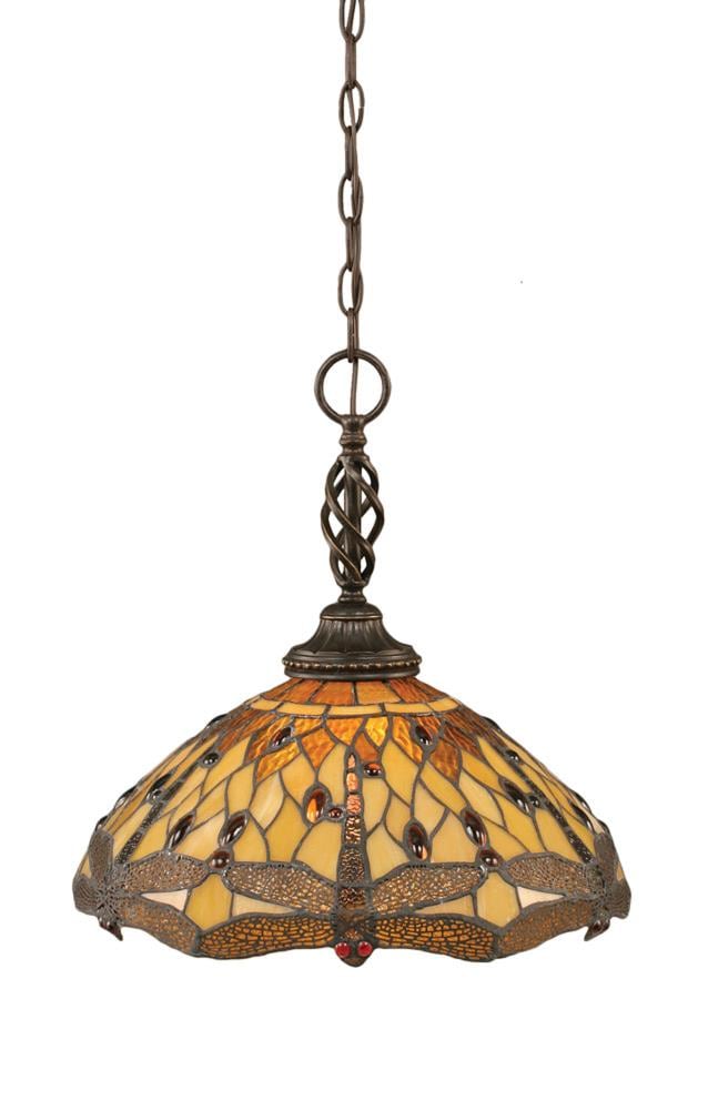 Divina Dark Granite Traditional Stained Glass Bowl Hanging Pendant ...