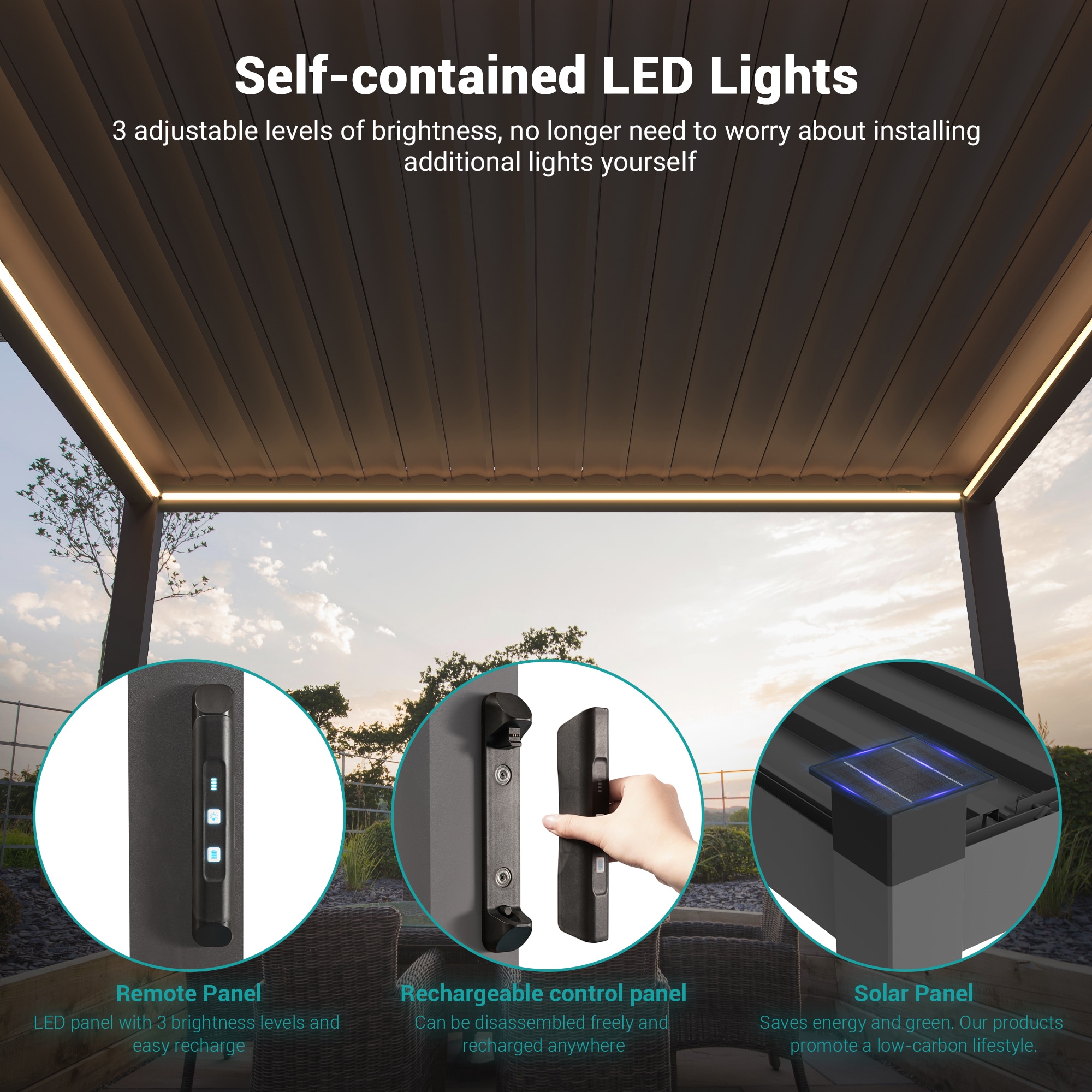 ACEGOSES LW-PLT-LED1013GY Pergolas-2 - View #6