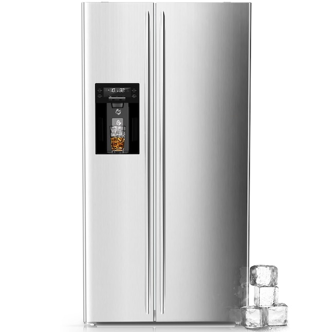 COWSAR LSF4506S 20.01-cu ft Counter-Depth 35.87-in Wide Side-by-Side Refrigerator with Ice Maker ,Water and Ice Dispenser ( Silver )
