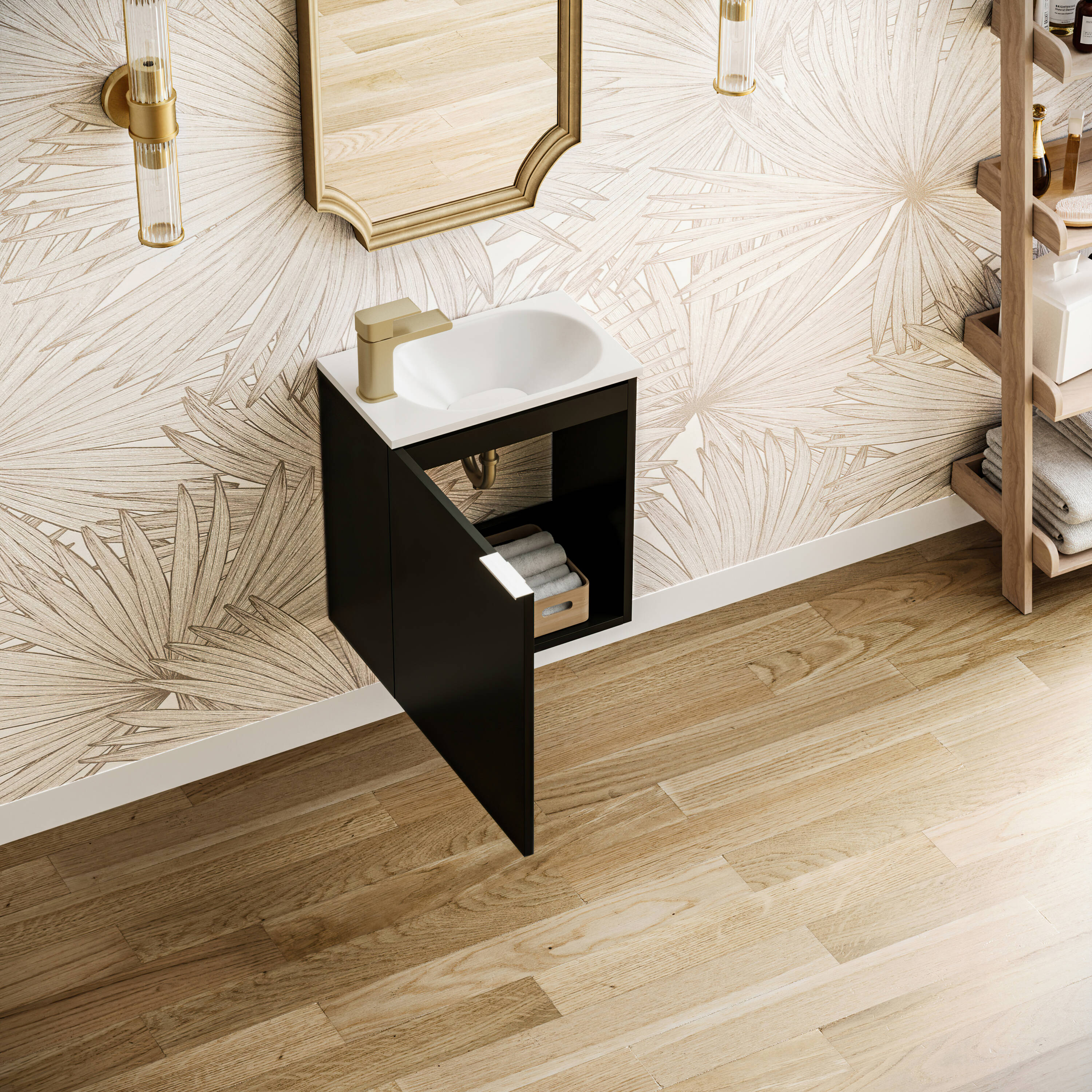 Valencia 20" Black Wall-Mount Vanity with White Acrylic Sink