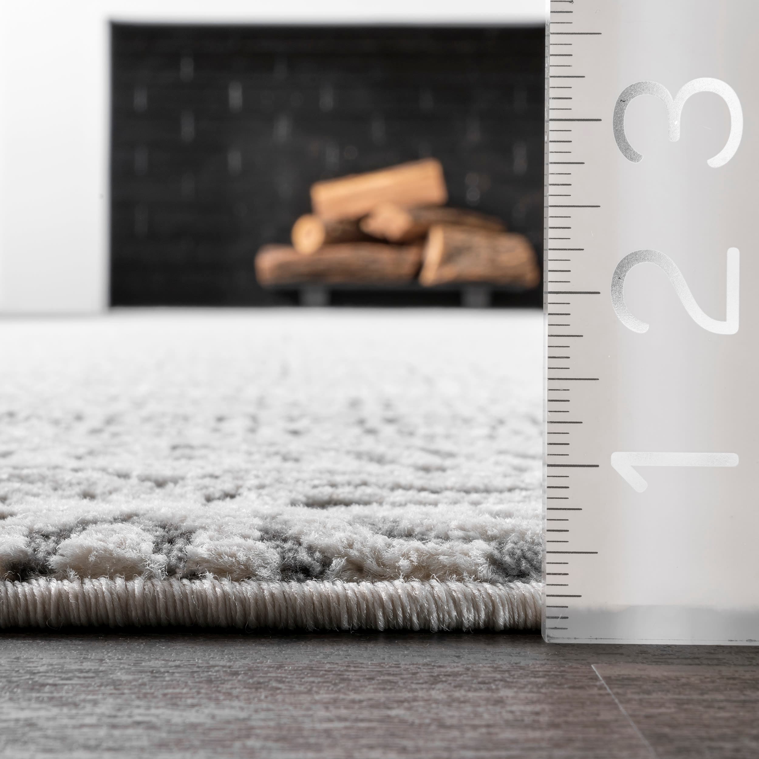 Gray Geometric Synthetic Moroccan Area Rug, 6' 7" x 9'
