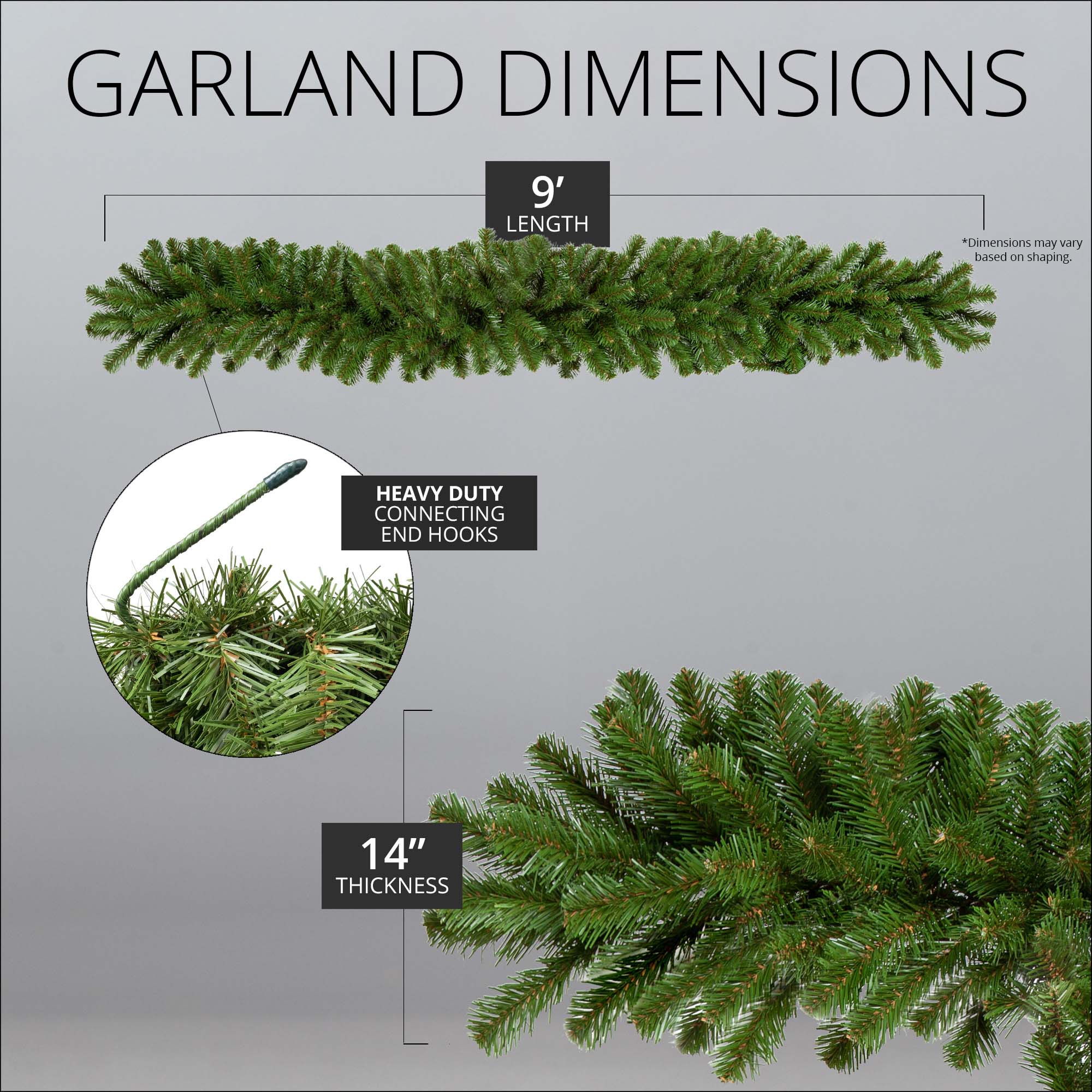 Unlit Sequoia Fir 9-Foot PVC Christmas Garland