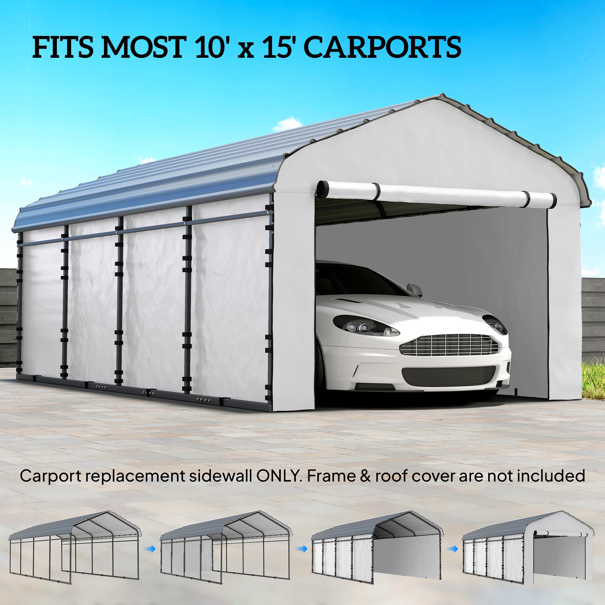 Outsunny 84C-766V01WT Carport-Covers - View #3