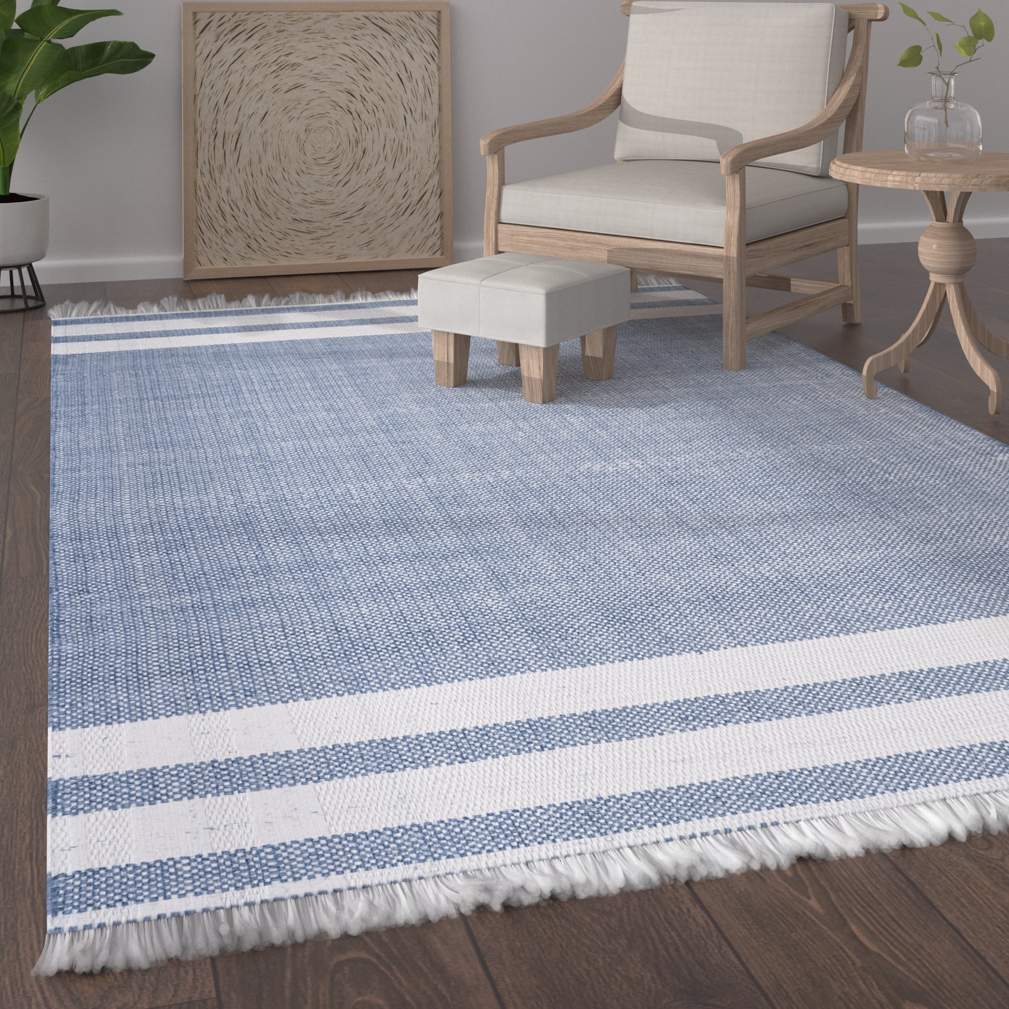 LR Home 4764A2590304J8 Belmar 8 x 10 (ft) Synthetic Cinder Gray Rectangular Indoor/Outdoor Stripe Area rug