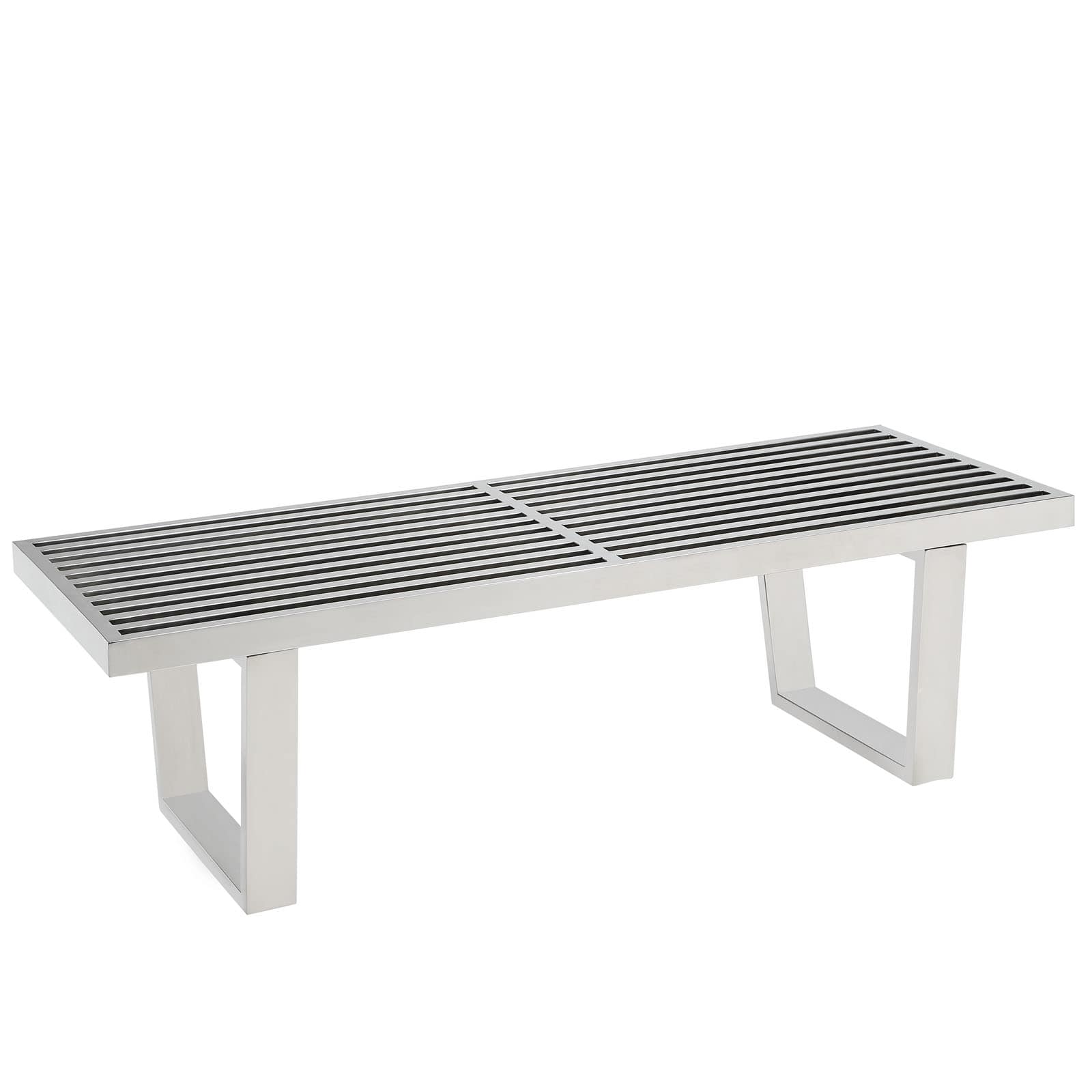  Sauna 4' Stainless Steel Bench in Silver