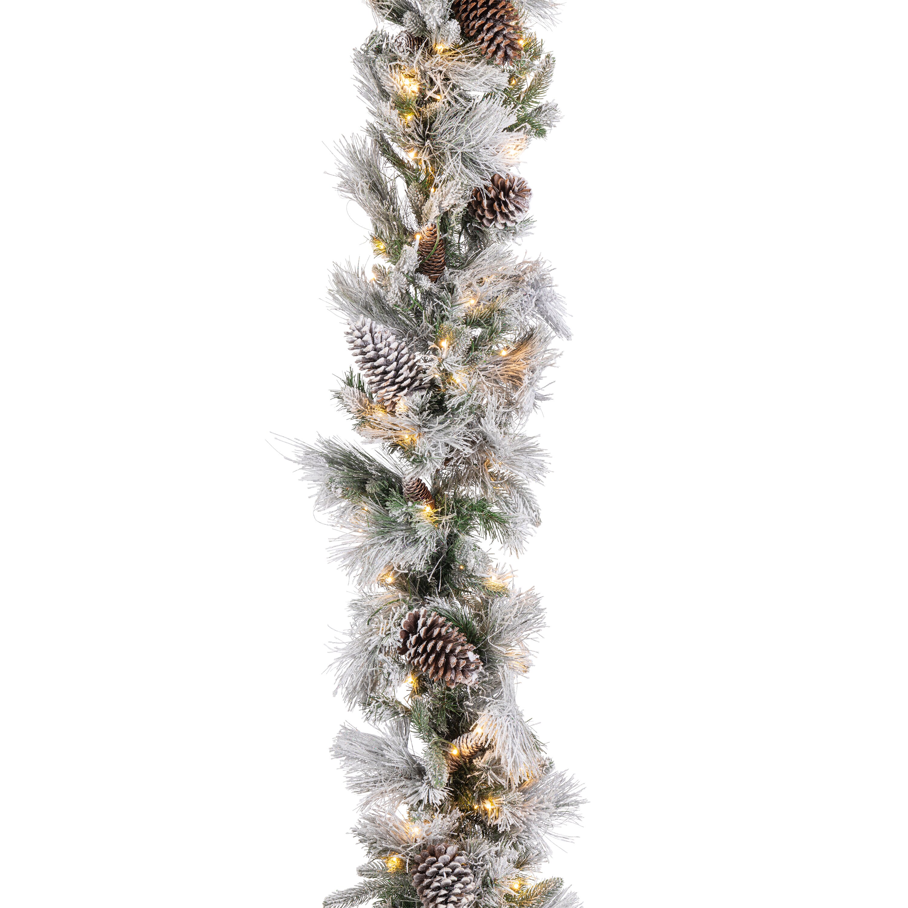 Gerson International 435858CWWWLEDEC Indoor Pre-lit Electrical outlet 9-Feet Artificial Garland with White LED Lights