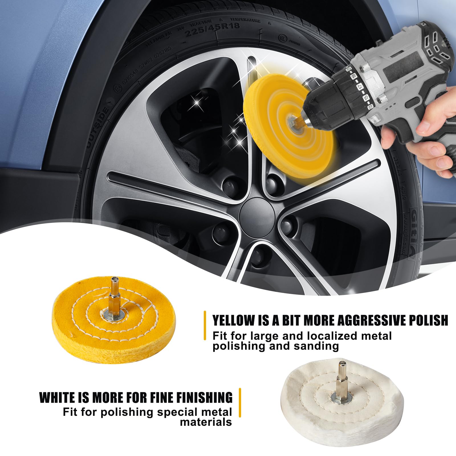 KHKFY Polishing Wheel Kit for Drill 18pcs Multi Size Buffing Felt and ...