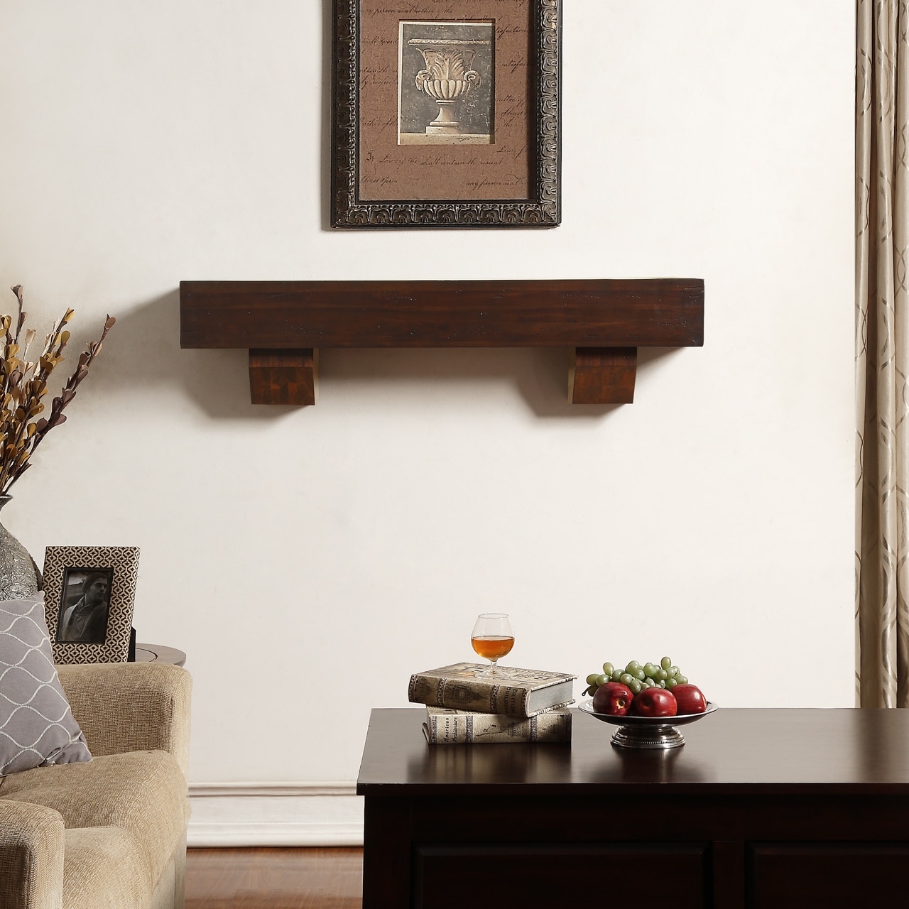 Duluth Forge DFSM48-CH 48-in W x 11.75-in H x 9-in D Chocolate Alder Traditional Fireplace Mantel