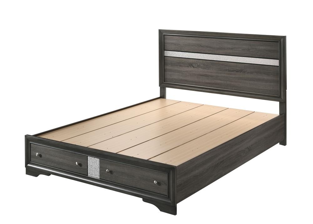 ACME FURNITURE 25967EK Naima Gray King Wood Upholstered Bed with Storage