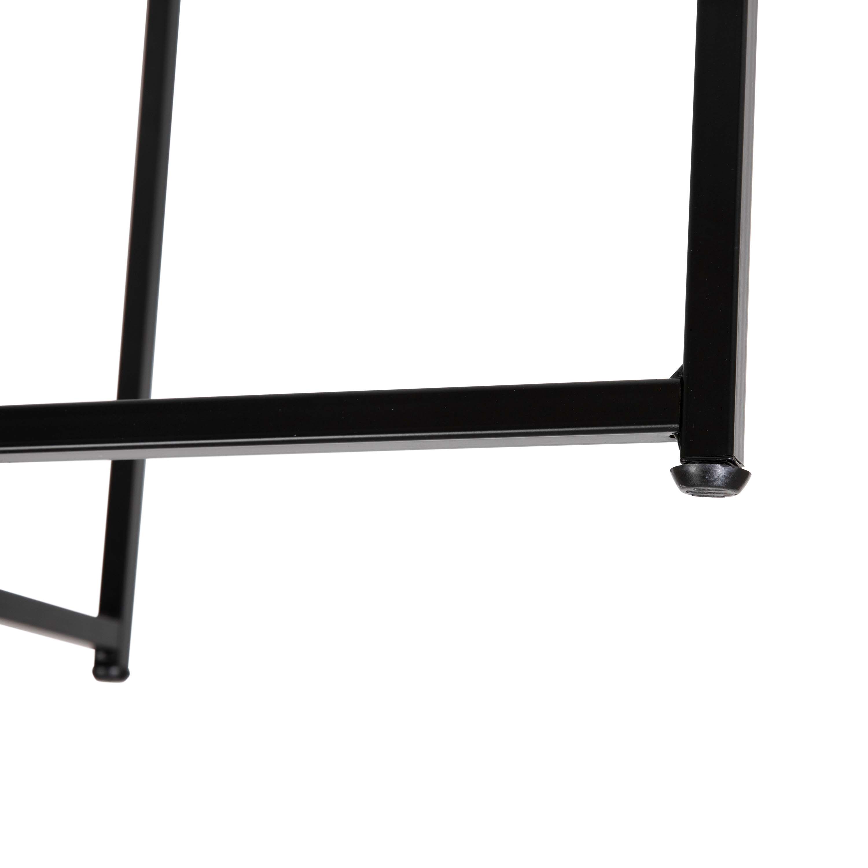 Round Clear Glass End Table with Matte Black Metal Frame