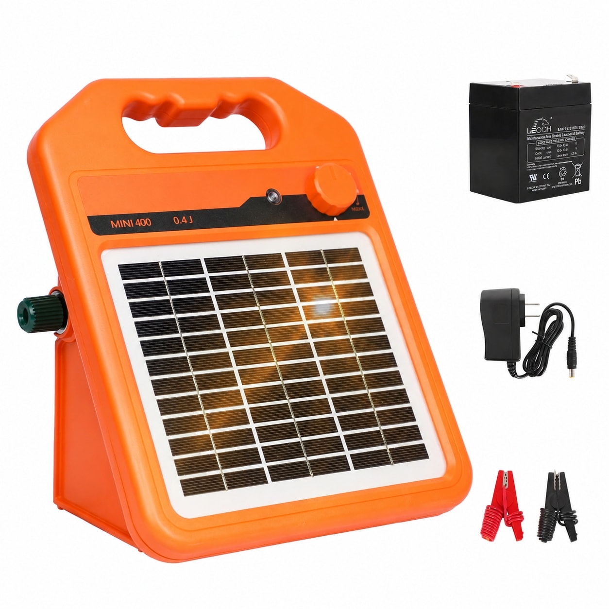 Afoxsos  Solar Electric Fence Charger 30 Mile Range 0 4 Joule Output for Livestock Horses Cattle Sheep with Day or Night Mode Easy Install