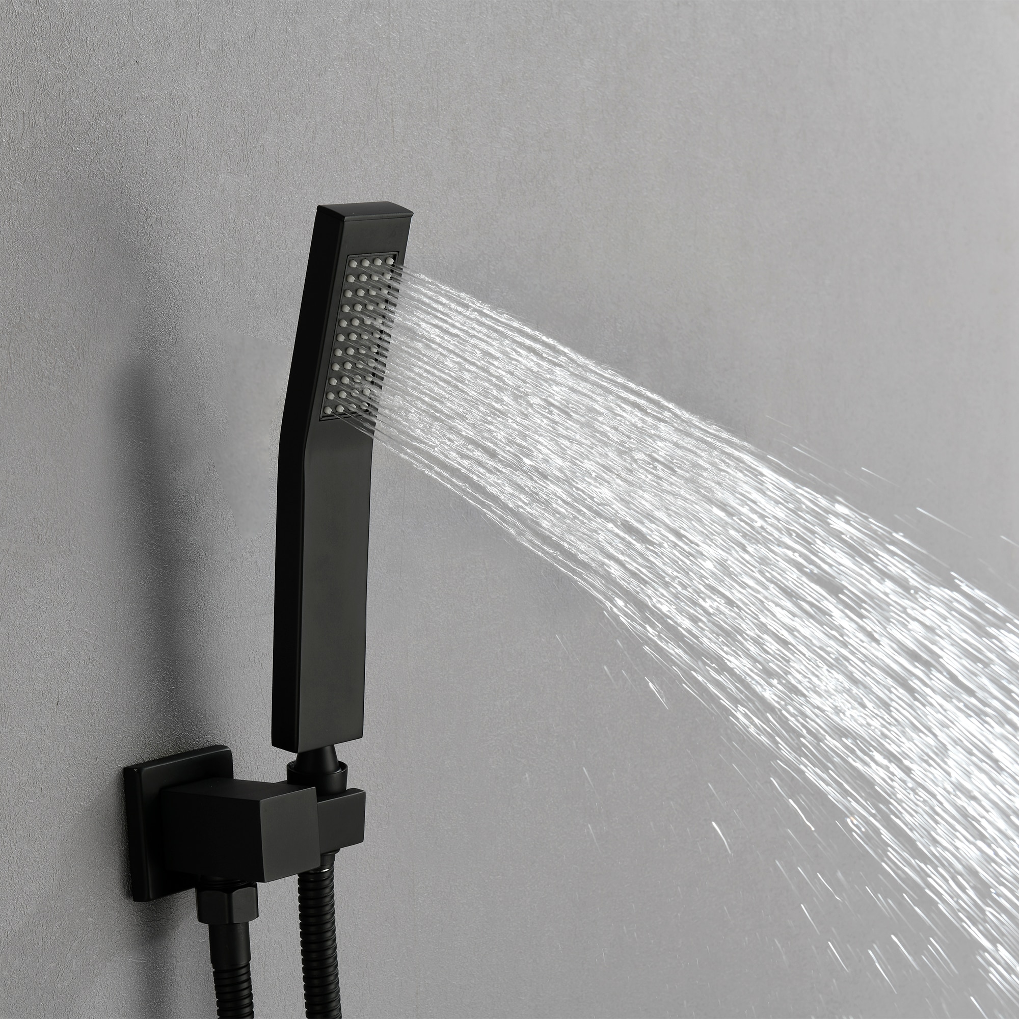 WELLFOR Matte Black 10-in Waterfall Dual Head Built-In Shower Faucet ...