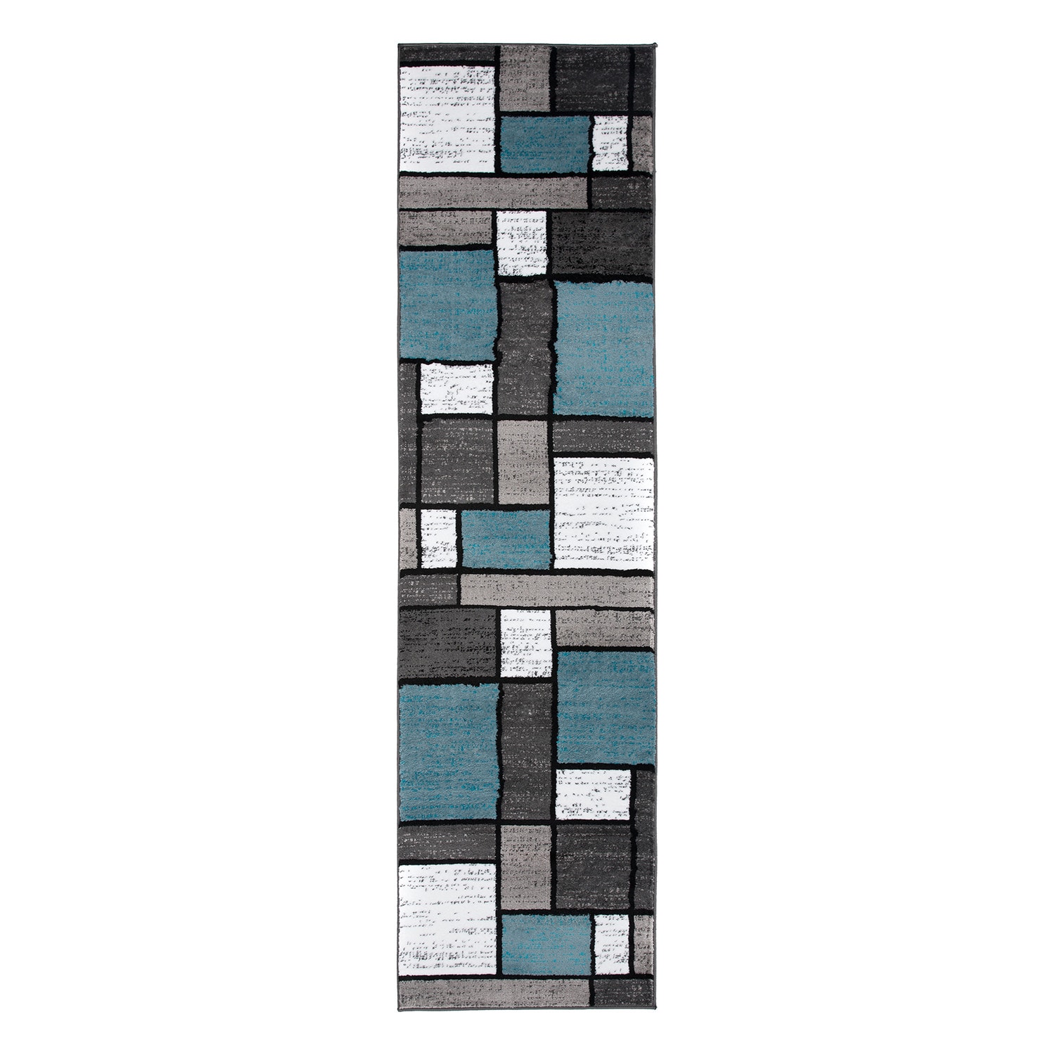 World Rug Gallery 106BLUE27X12 2 x 12 (ft) Loomed Polypropylene Blue Rectangular Indoor Geometric Area rug