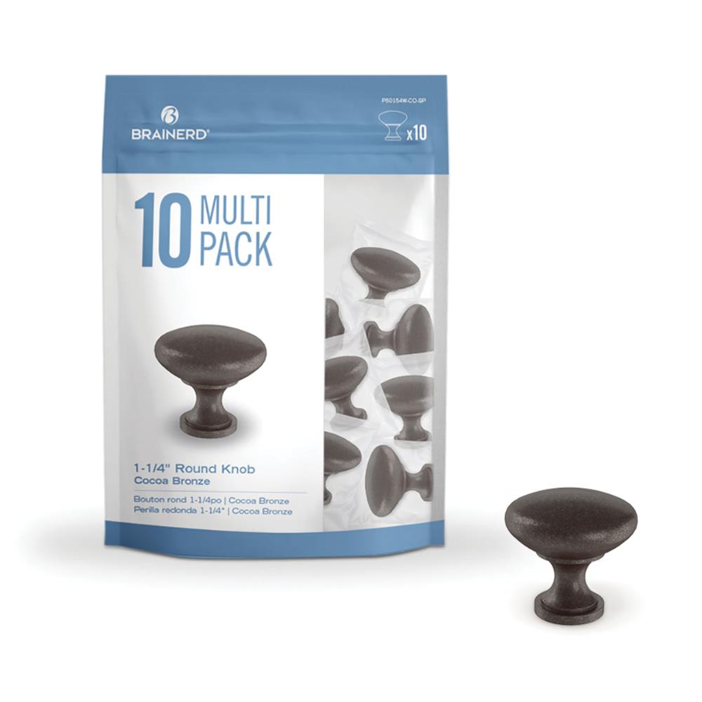 Brainerd P50154W-CO-SP Round 1-1/4-in Cocoa Bronze Round Modern Cabinet Knob 10 -Pack