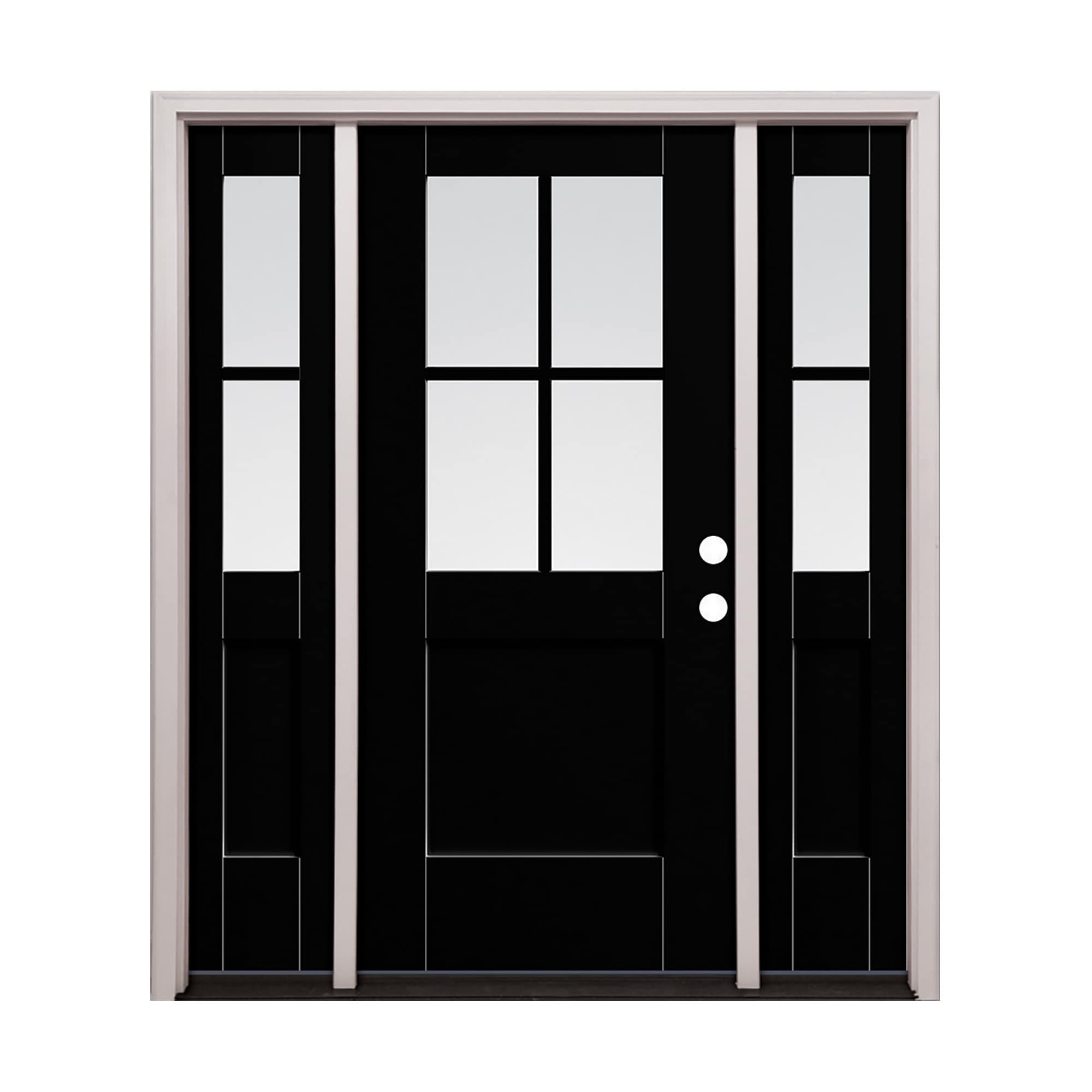 Therma-Tru 64-in x 80-in Fiberglass Half Lite Prehung Front Door with Sidelights and Brickmould