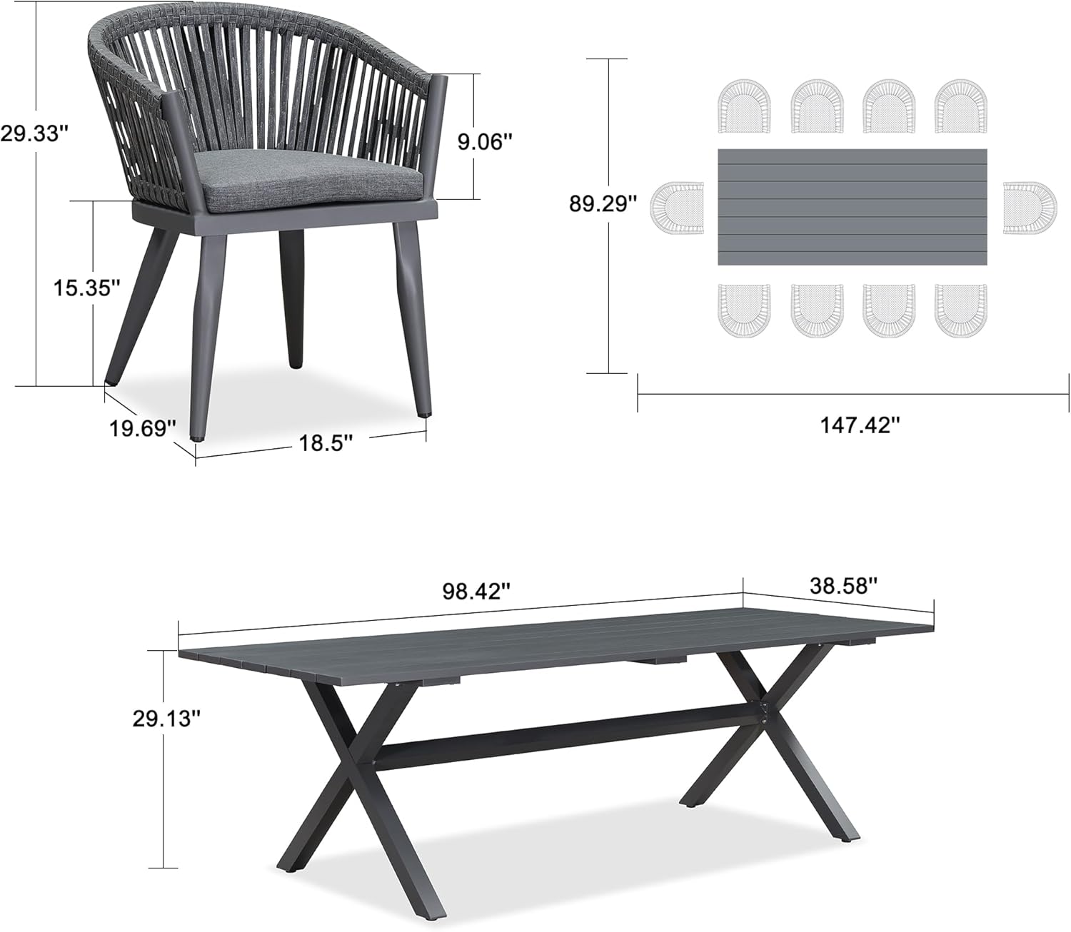PURPLE LEAF LS03-OL11-250-GY Patio-Dining-Sets - View #8
