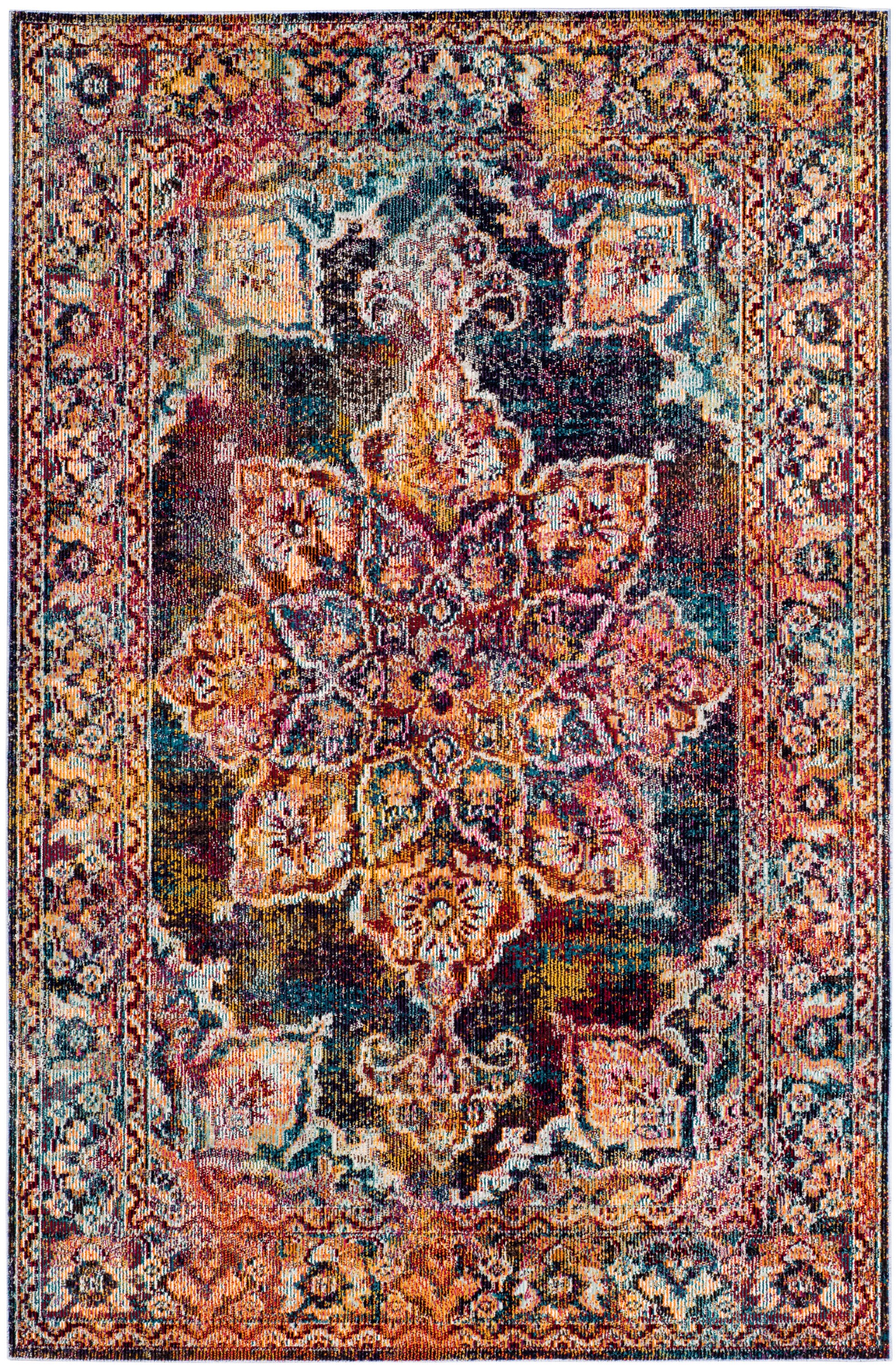 Aurora Borealis Light Blue Synthetic 4' Round Area Rug