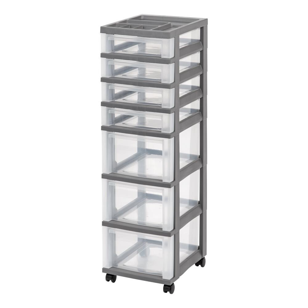 IRIS 41.688-in H x 12.05-in W x 14.25-in D 7-Drawers Gray Plastic 7 ...