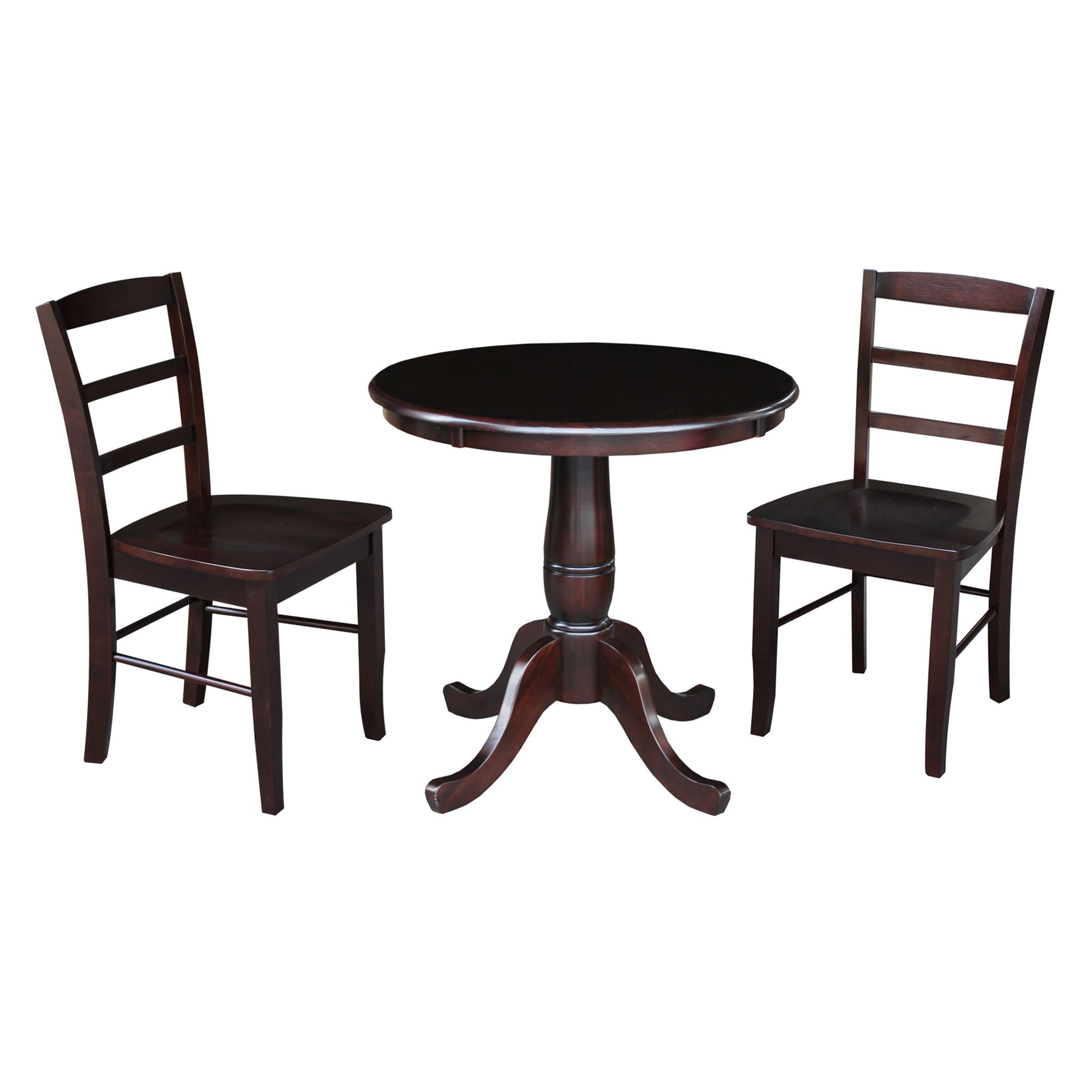 International Concepts K15-30RT-C2-2 Rich Mocha Traditional Dining Room Set with Round Table (Seats 2)