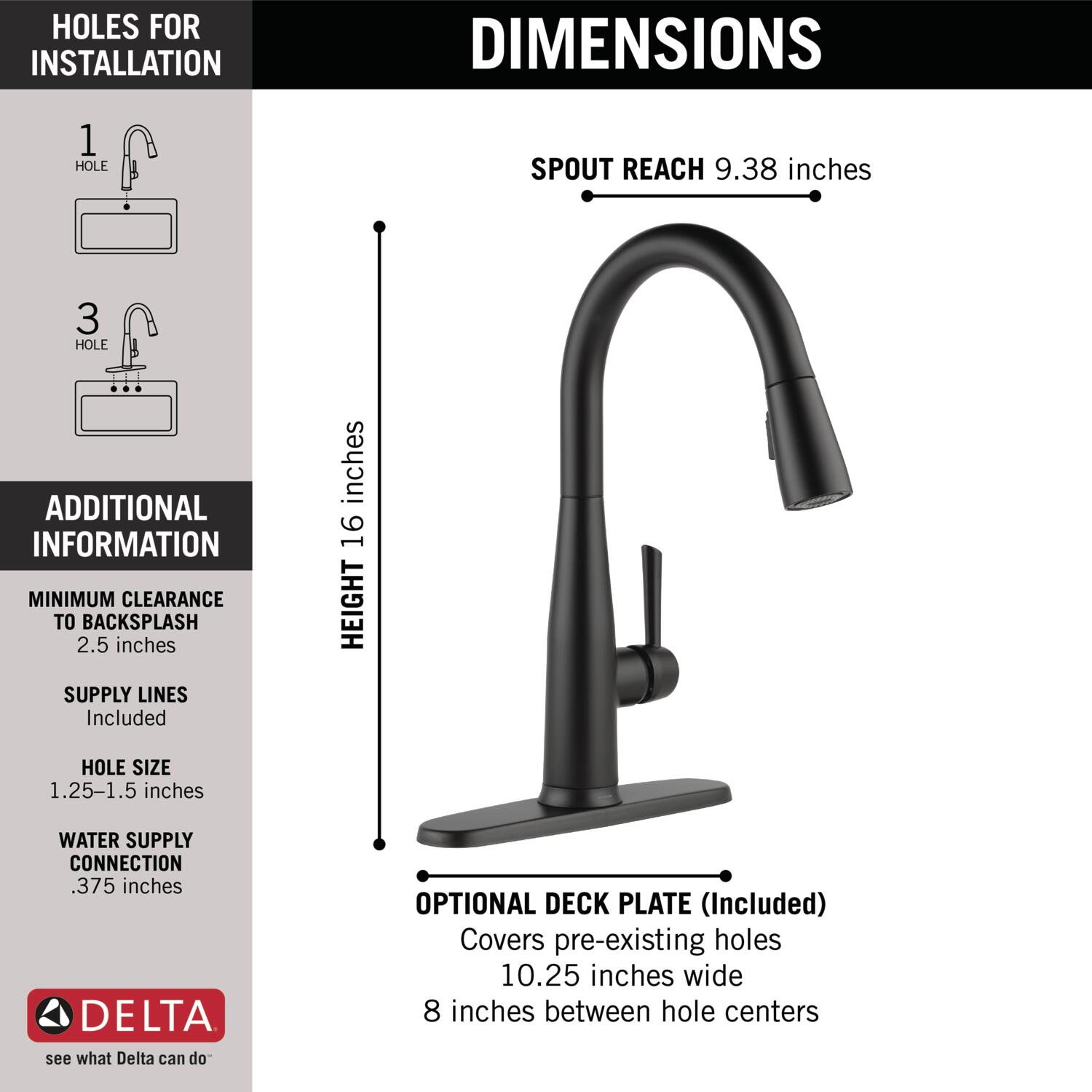 Delta Essa Touch2O Matte Black Single Handle Pull Down Touch Kitchen   09749478 