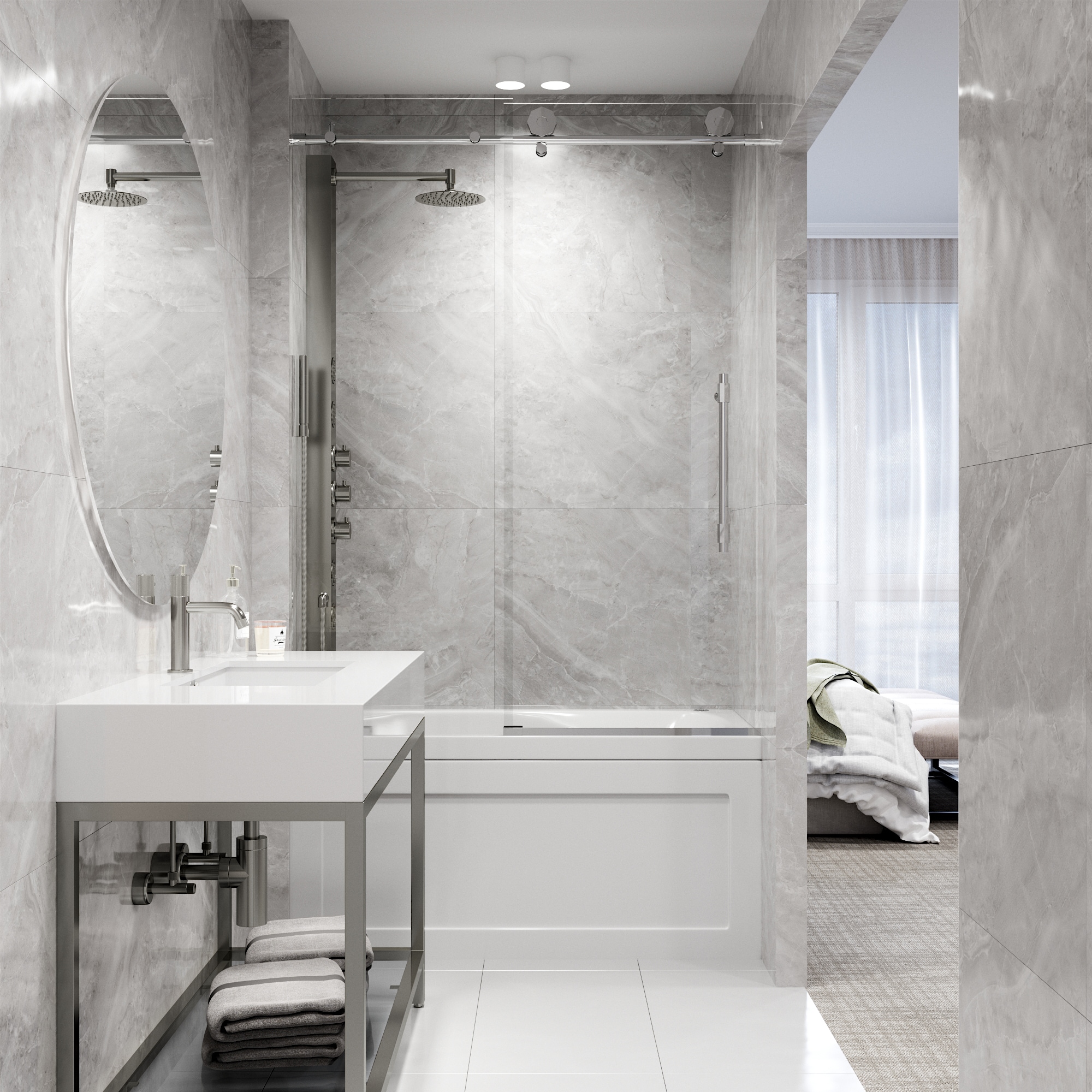 Elan Hart 60" Frameless Sliding Tub Door with Clear Glass