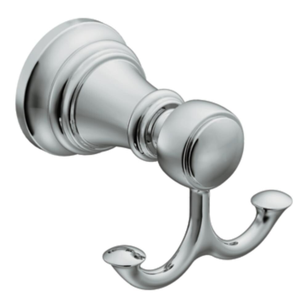 Moen Weymouth Nickel Double-Hook Wall Mount Towel Hook in the